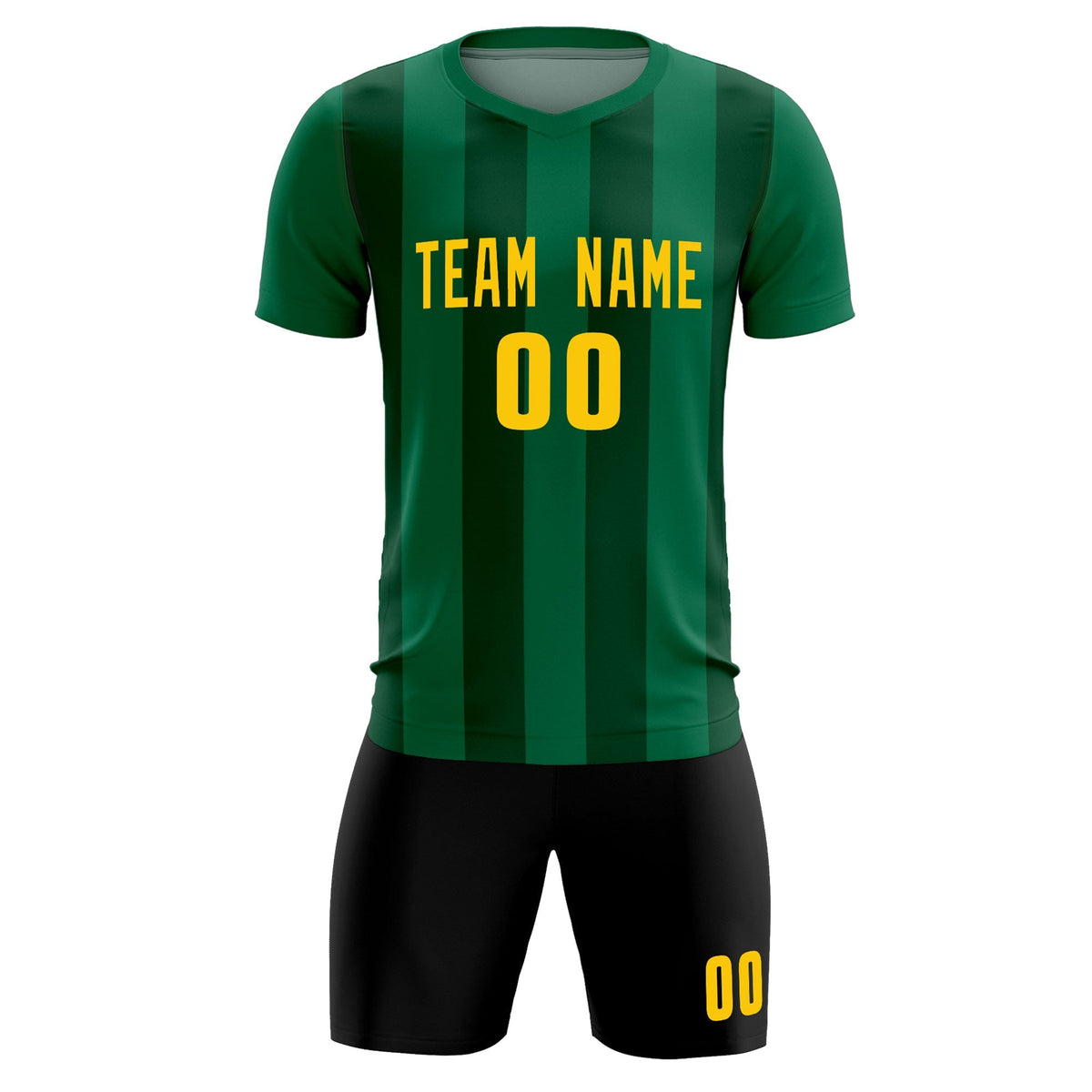 Custom Kelly Green Green Vertical Stripes Casual Outdoor Soccer Sets Jersey