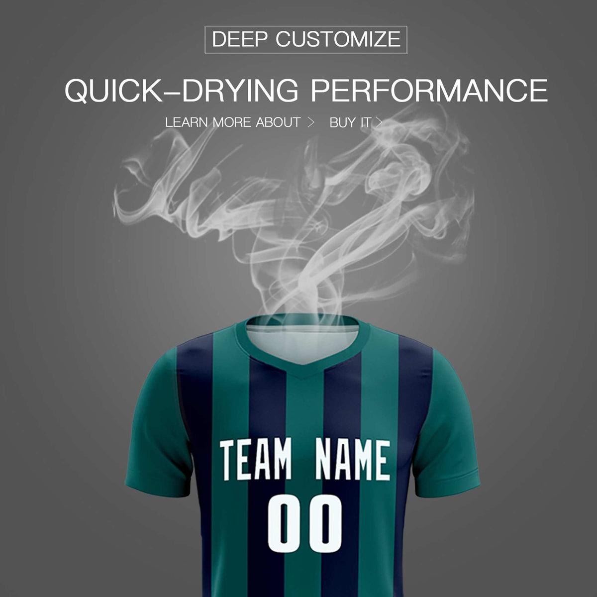 Custom Aqua Navy Vertical Stripes Casual Outdoor Football Kits Jersey