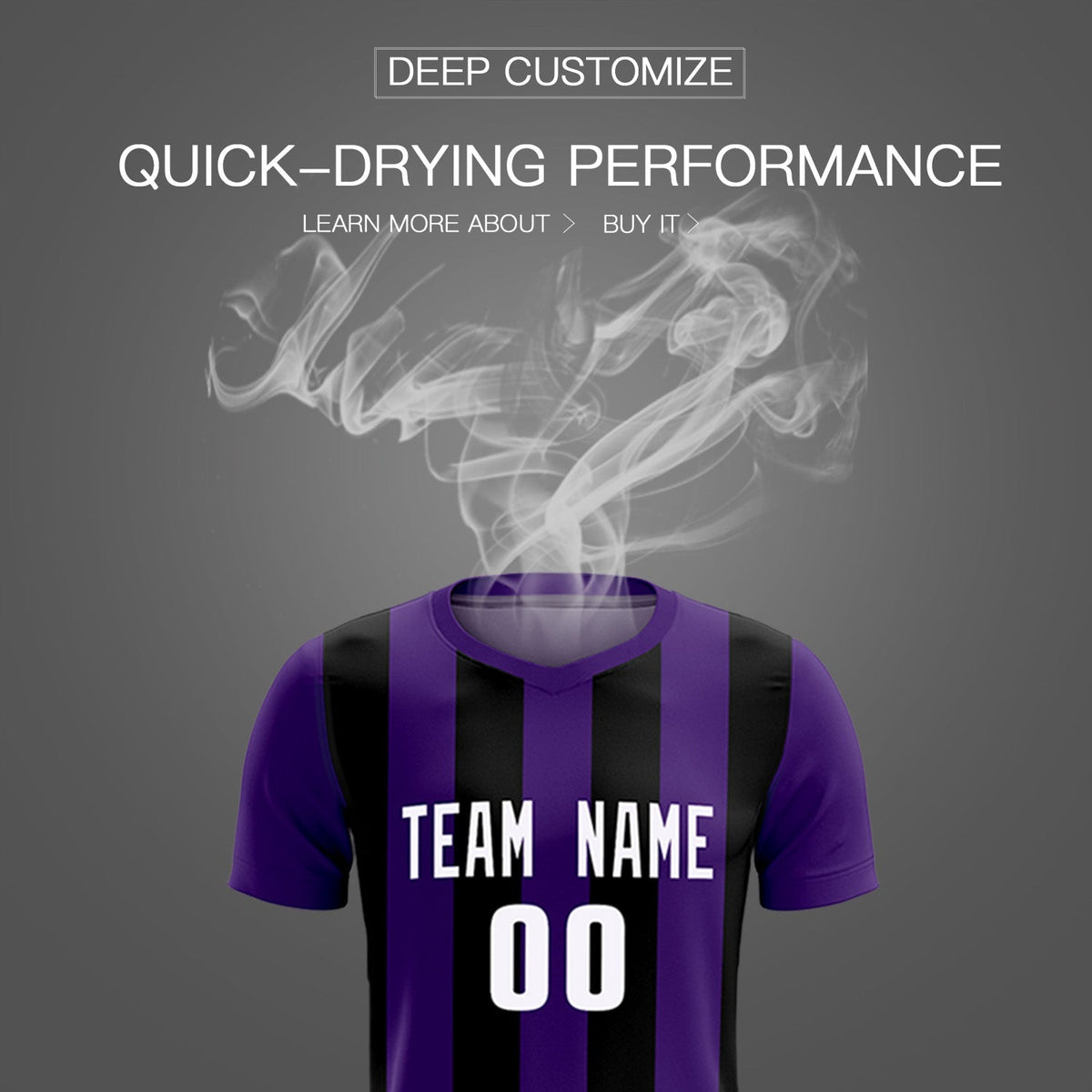 Custom Purple Black Vertical Stripes Casual Outdoor Football Kits Jersey