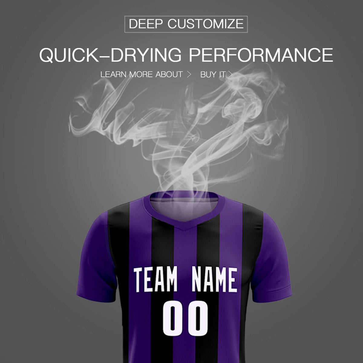 Custom Purple Black Vertical Stripes Casual Outdoor Football Kits Jersey