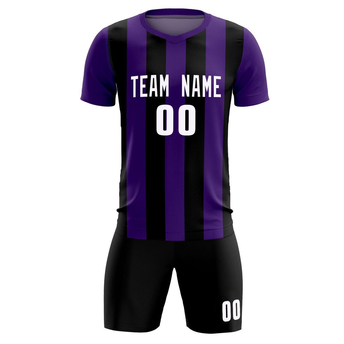 Custom Purple Black Vertical Stripes Casual Outdoor Football Kits Jersey