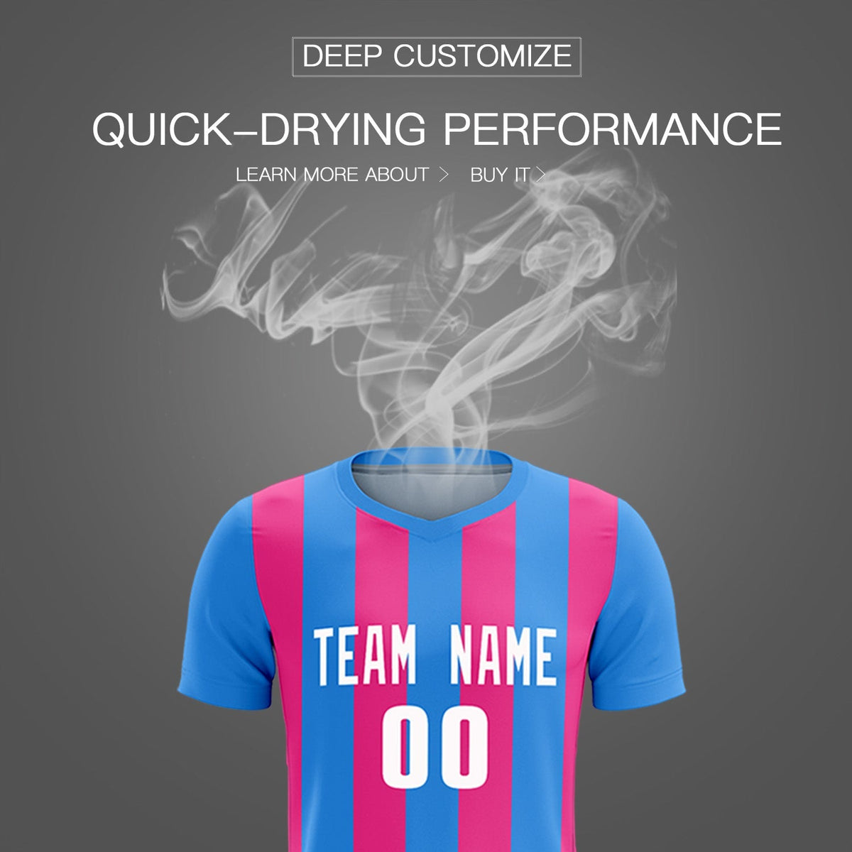 Custom Powder Blue Pink Vertical Stripes Casual Outdoor Football Kits Jersey