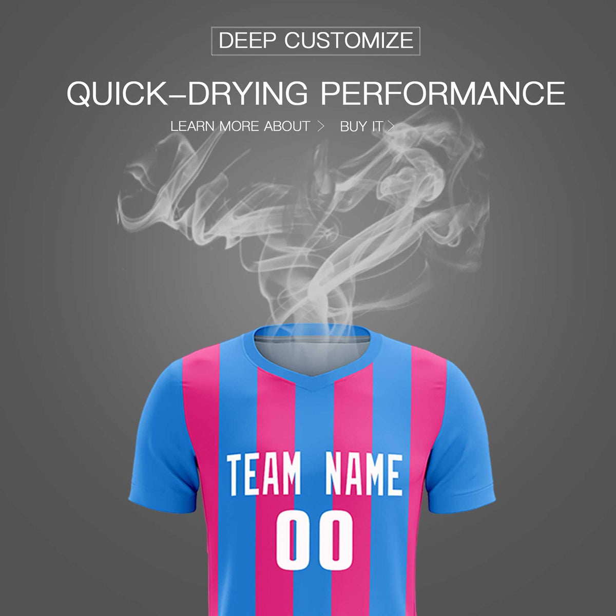 Custom Powder Blue Pink Vertical Stripes Casual Outdoor Football Kits Jersey