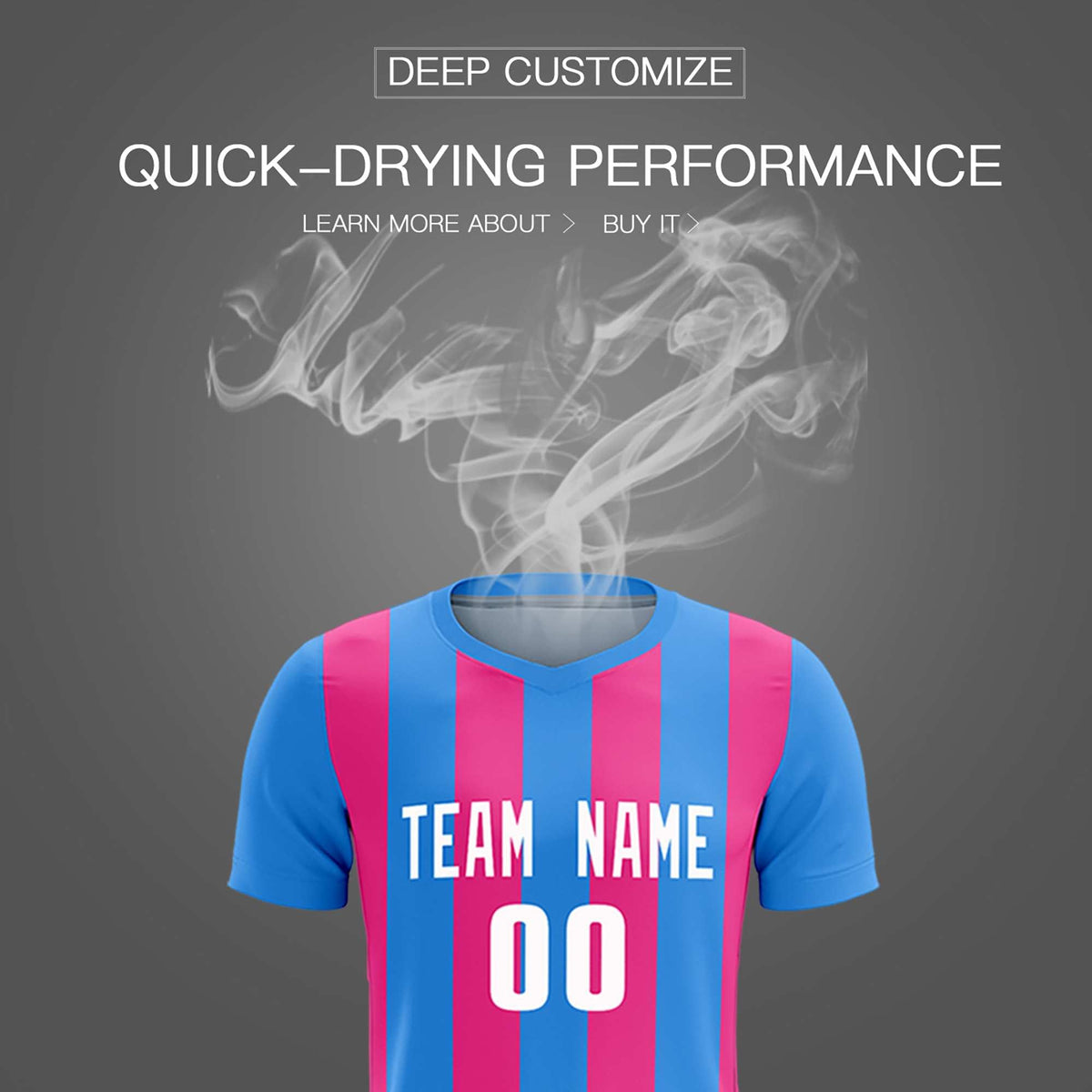 Custom Powder Blue Pink Vertical Stripes Casual Outdoor Soccer Sets Jersey