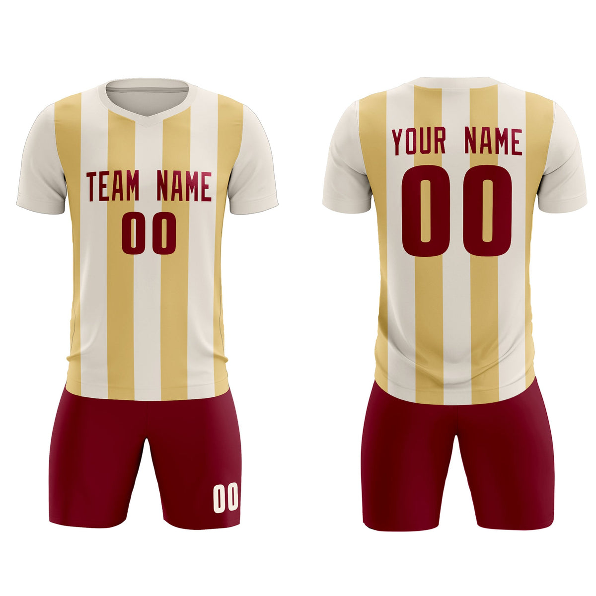 Custom Cream Khaki Vertical Stripes Casual Outdoor Soccer Sets Jersey