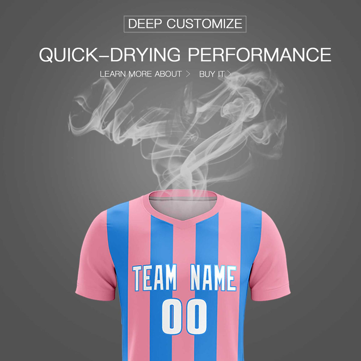 Custom Light Pink Powder Blue Vertical Stripes Casual Outdoor Football Kits Jersey
