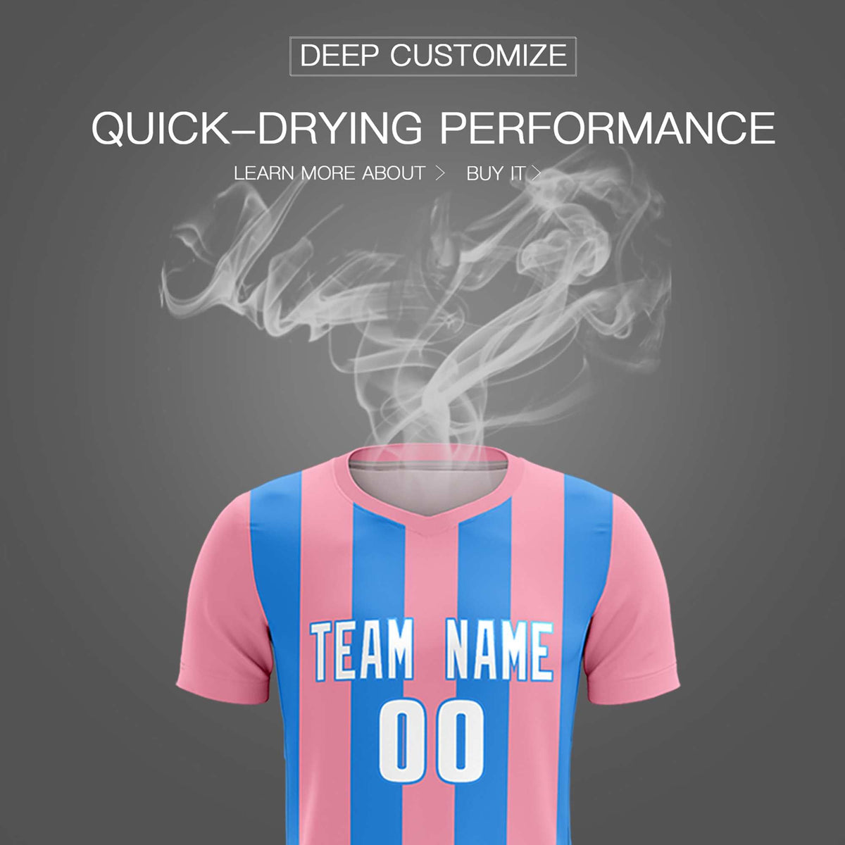 Custom Light Pink Powder Blue Vertical Stripes Casual Outdoor Soccer Sets Jersey