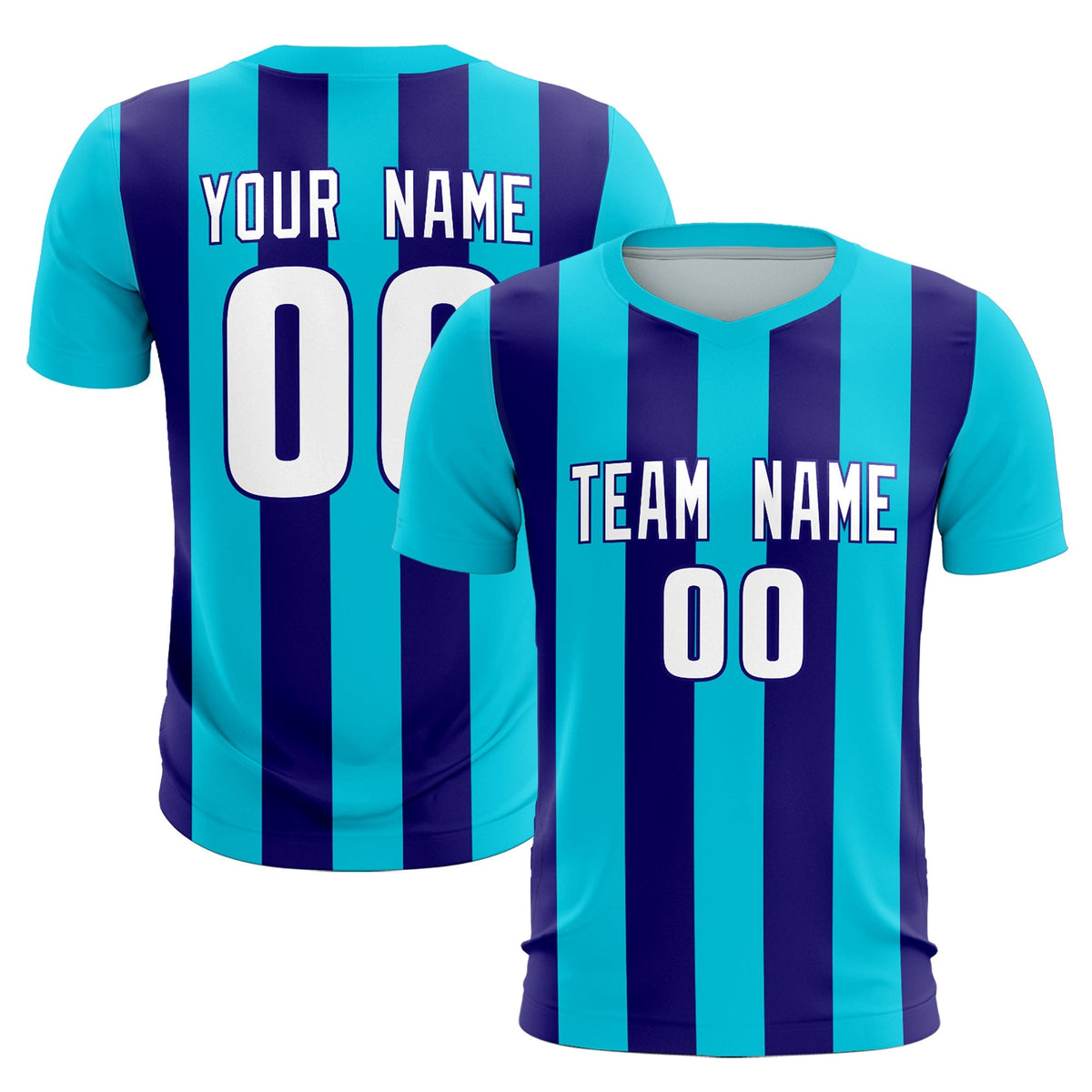 Custom Sky Blue Royal Vertical Stripes Casual Outdoor Soccer Sets Jersey