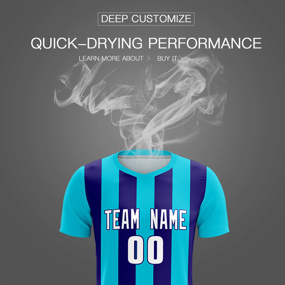 Custom Sky Blue Royal Vertical Stripes Casual Outdoor Soccer Sets Jersey