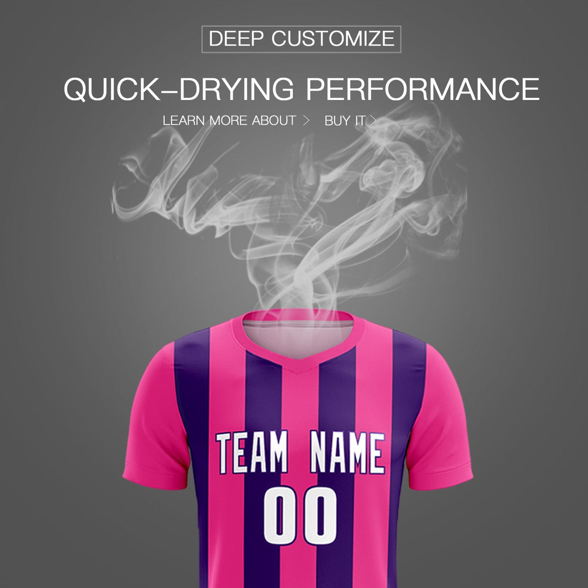 Custom Pink Purple Vertical Stripes Casual Outdoor Soccer Sets Jersey
