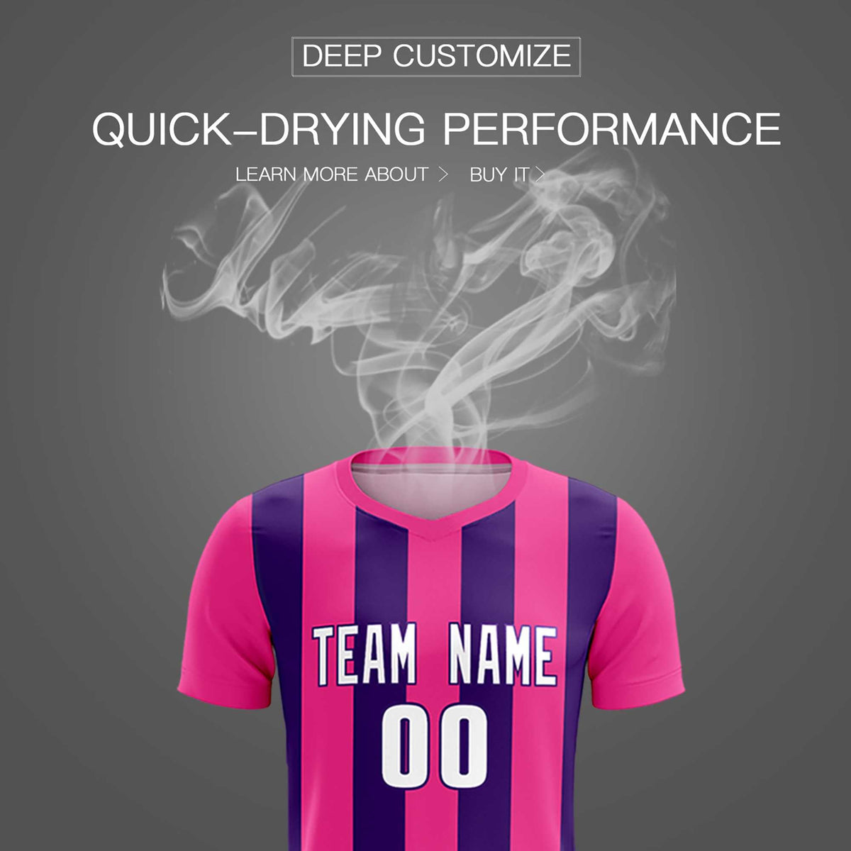 Custom Pink Purple Vertical Stripes Casual Outdoor Football Kits Jersey