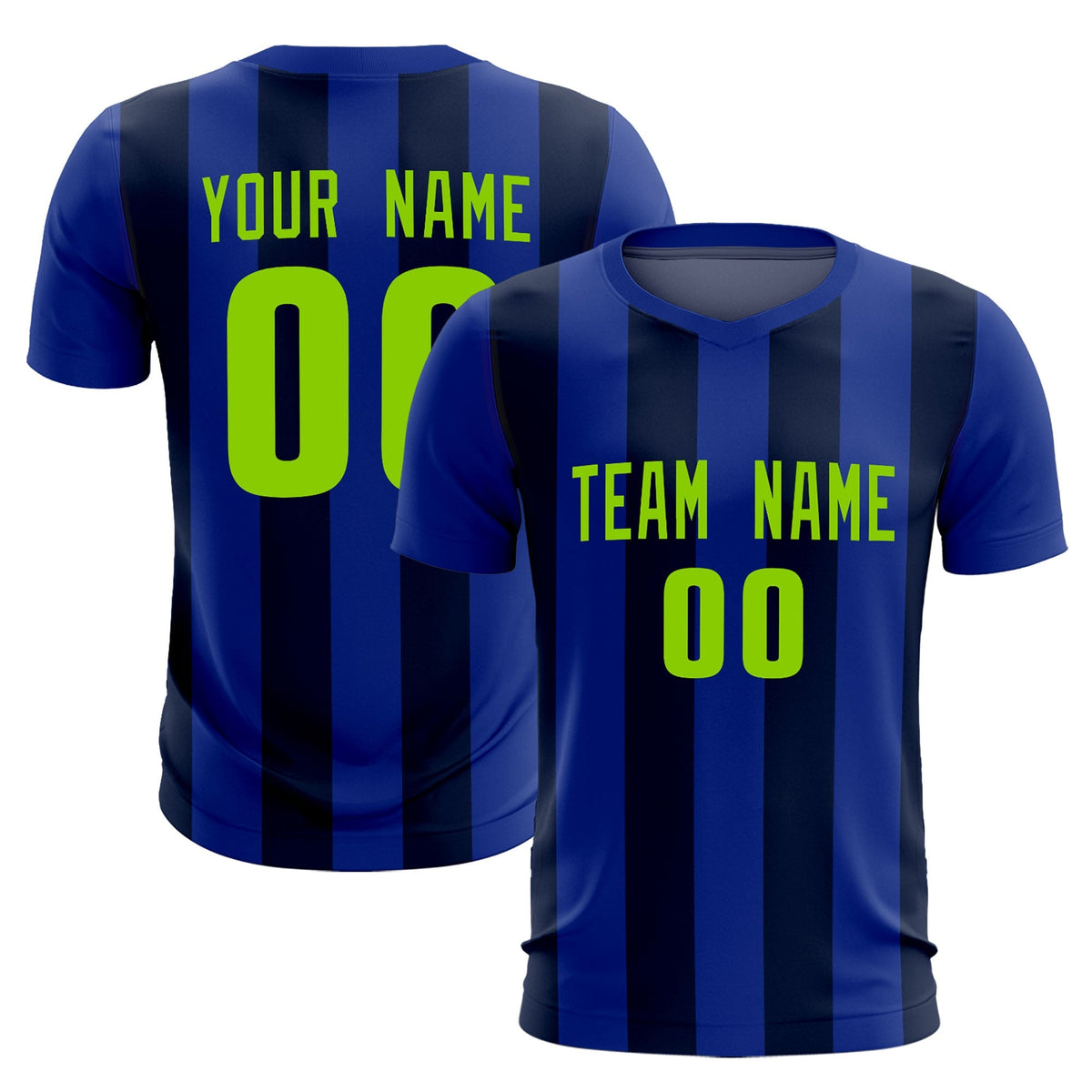 Custom Royal Navy Vertical Stripes Casual Outdoor Football Kits Jersey