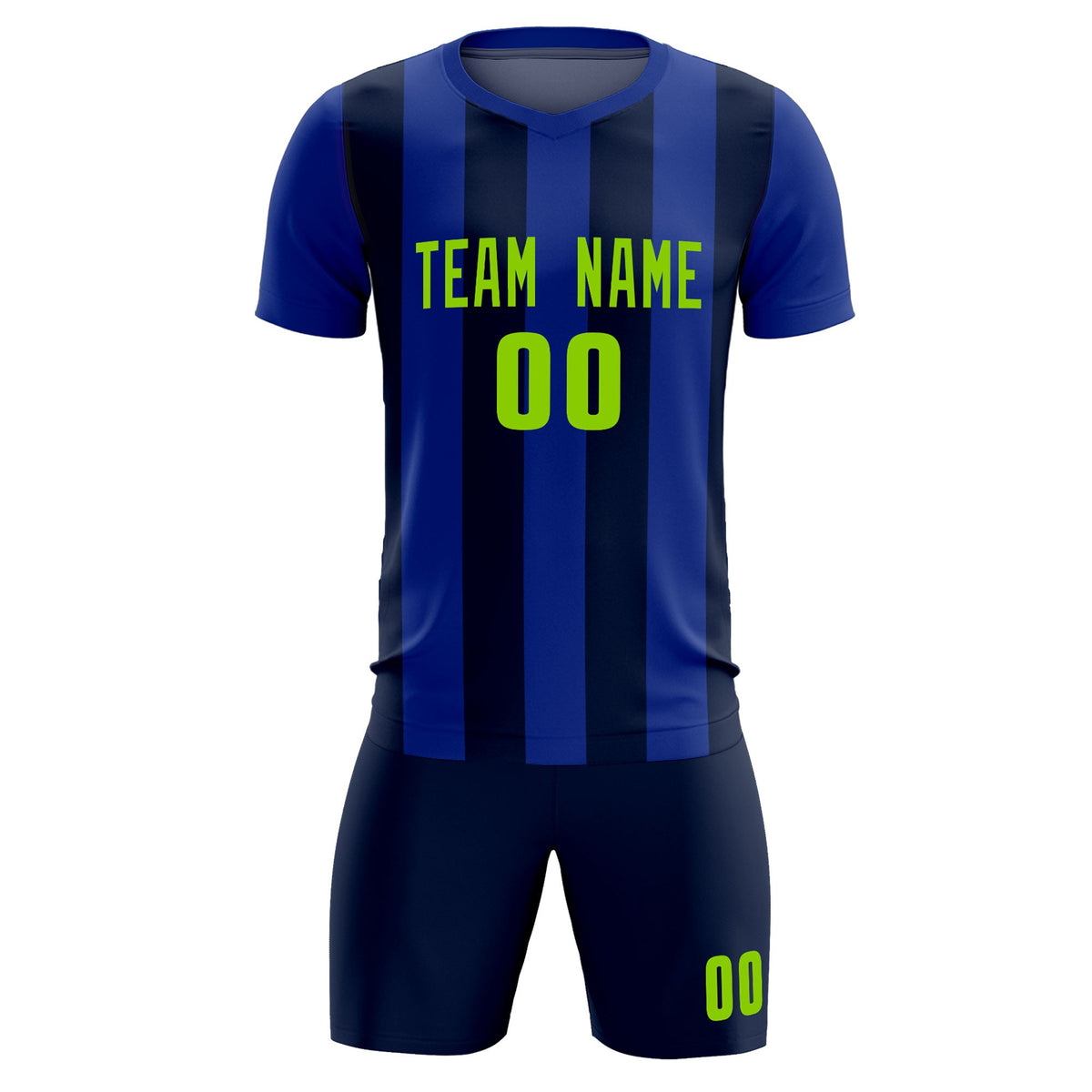 Custom Royal Navy Vertical Stripes Casual Outdoor Football Kits Jersey