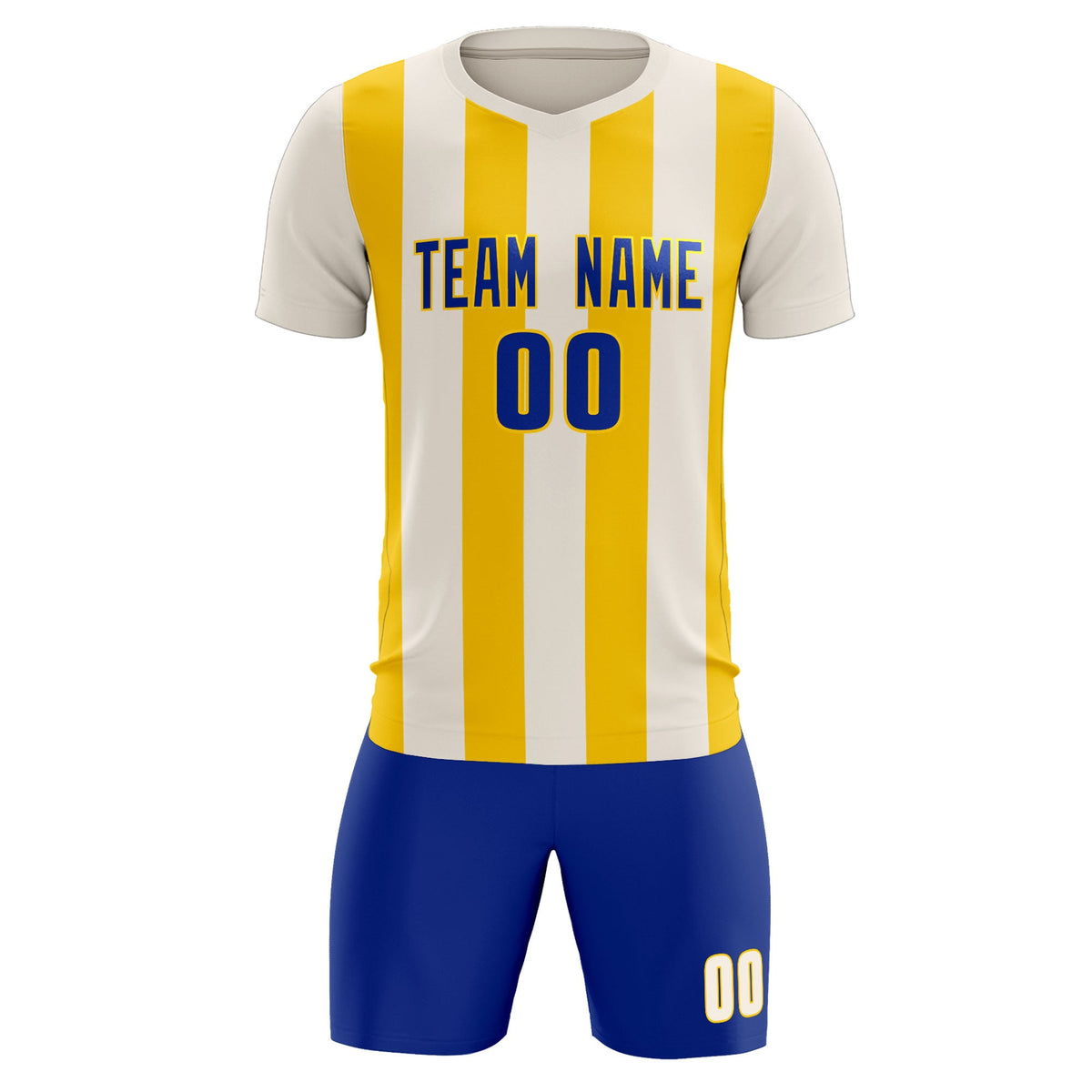 Custom Cream Gold Vertical Stripes Casual Outdoor Football Kits Jersey