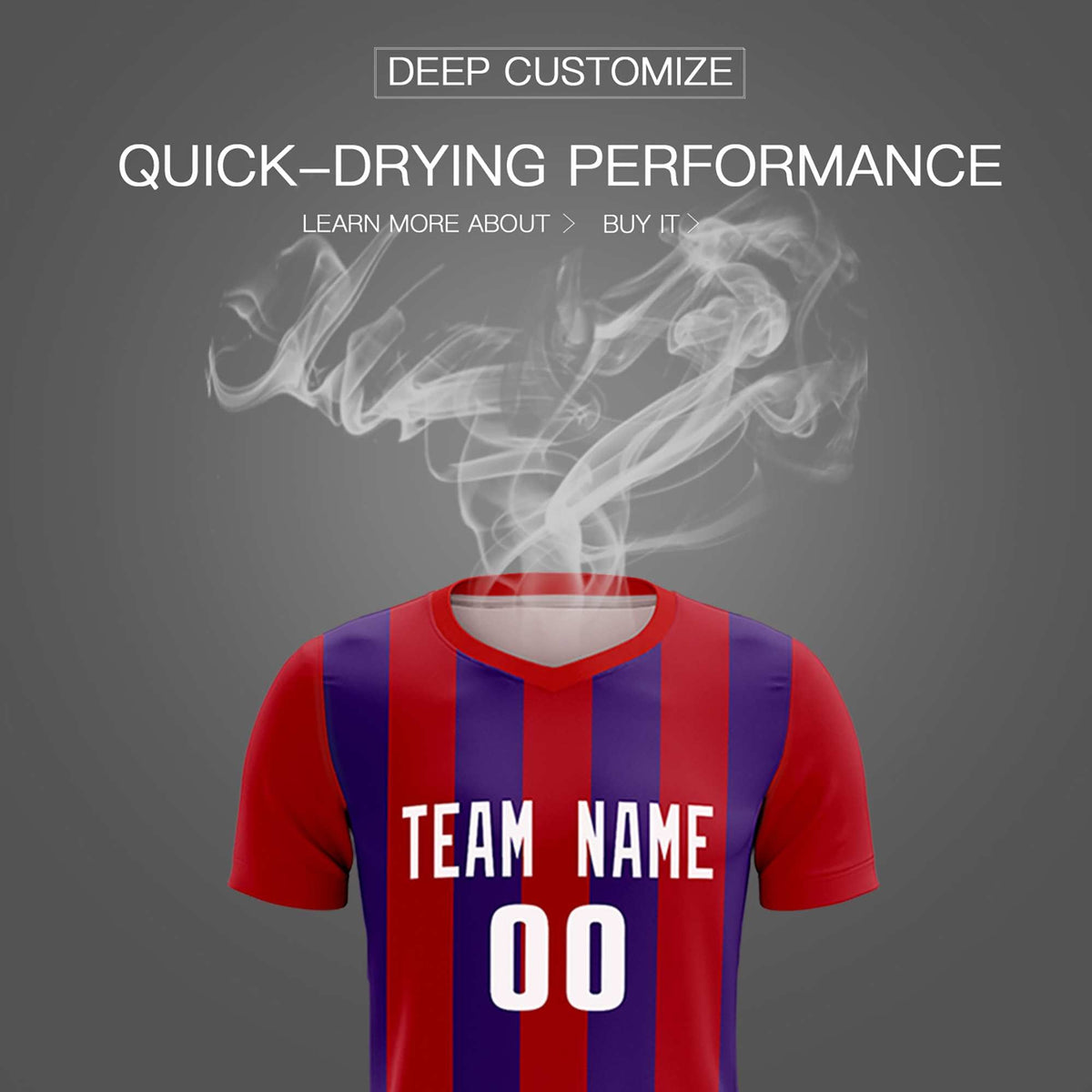 Custom Red Purple Vertical Stripes Casual Outdoor Football Kits Jersey