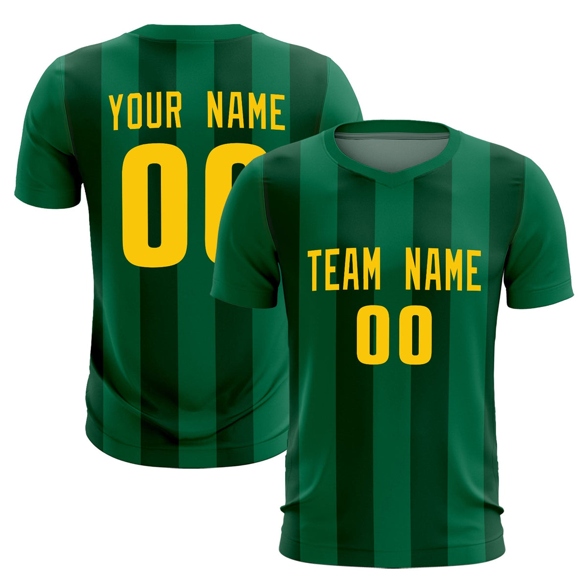 Custom Kelly Green Green Vertical Stripes Casual Outdoor Football Kits Jersey
