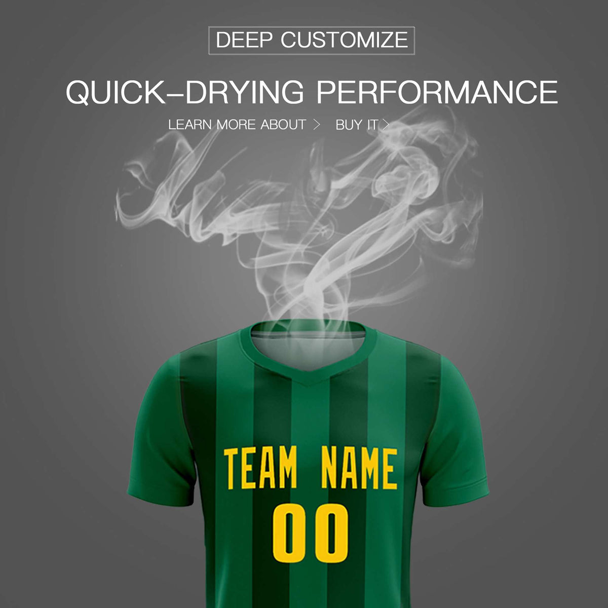 Custom Kelly Green Green Vertical Stripes Casual Outdoor Football Kits Jersey
