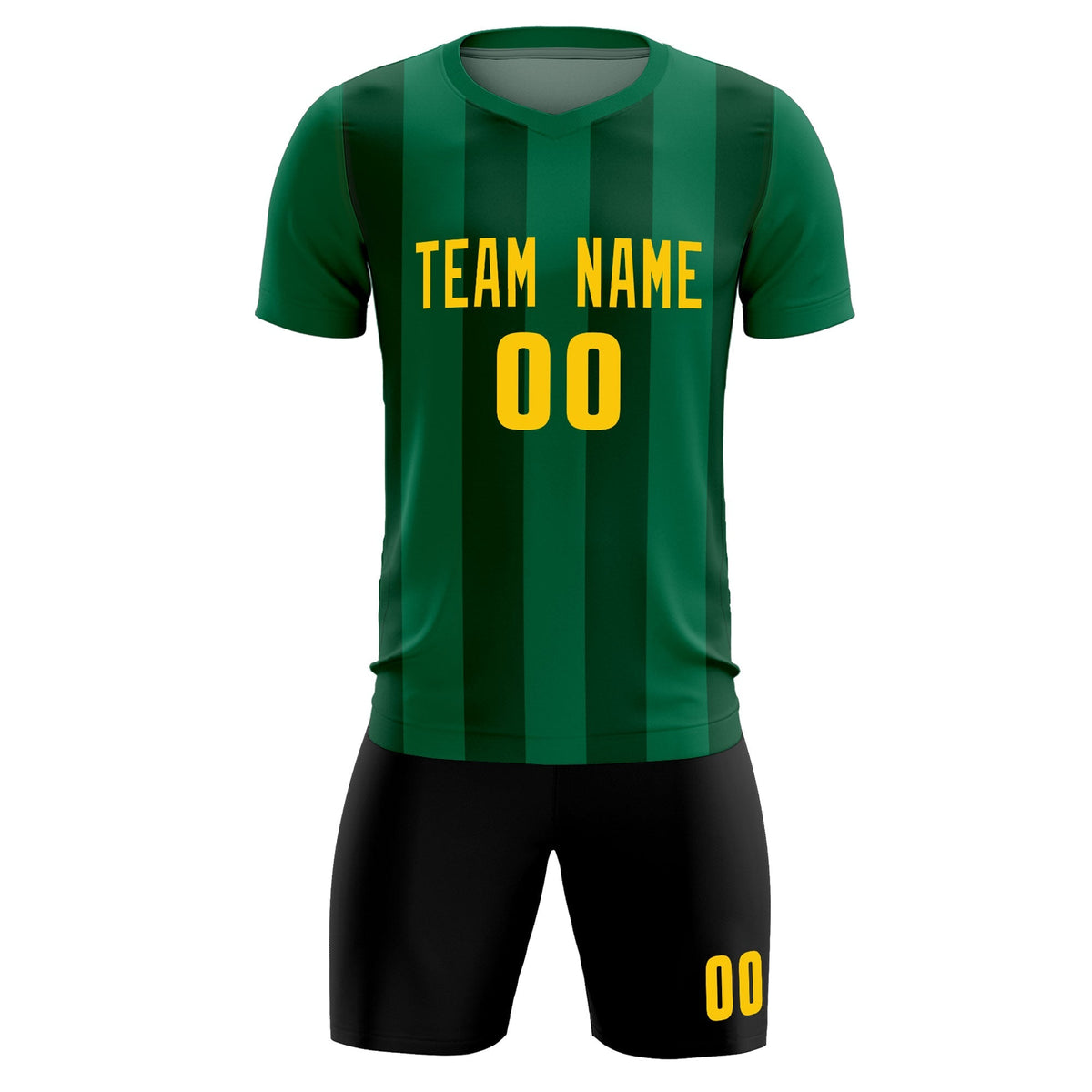 Custom Kelly Green Green Vertical Stripes Casual Outdoor Football Kits Jersey