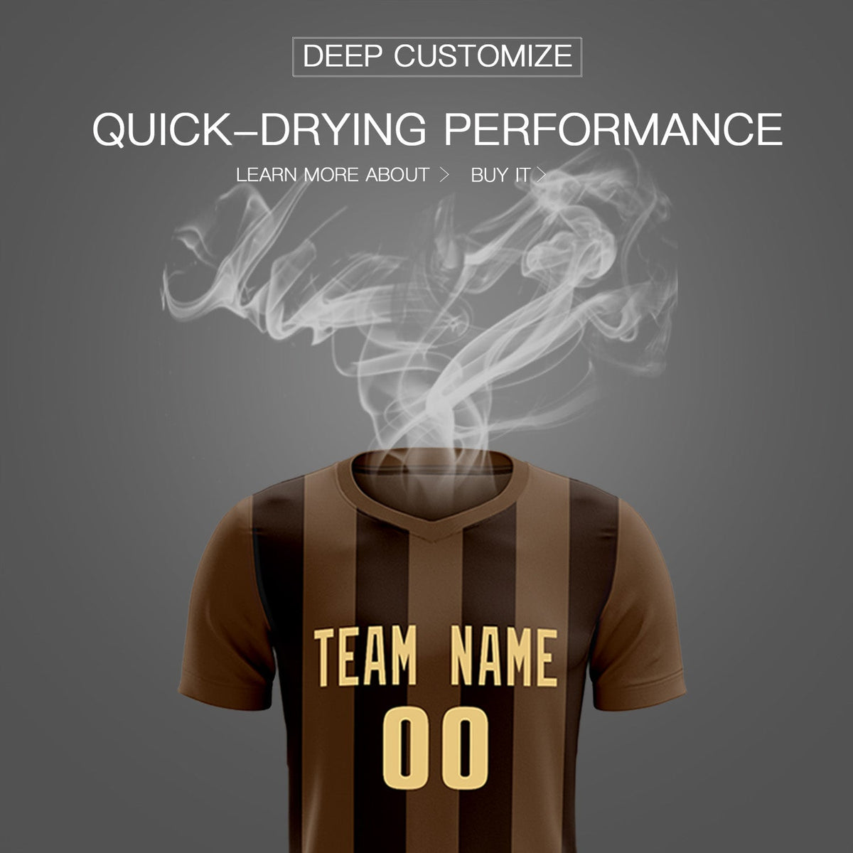 Custom Light Brown Brown Vertical Stripes Casual Outdoor Soccer Sets Jersey
