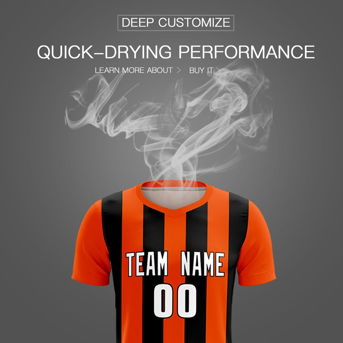 Custom Orange Black Vertical Stripes Casual Outdoor Football Kits Jersey
