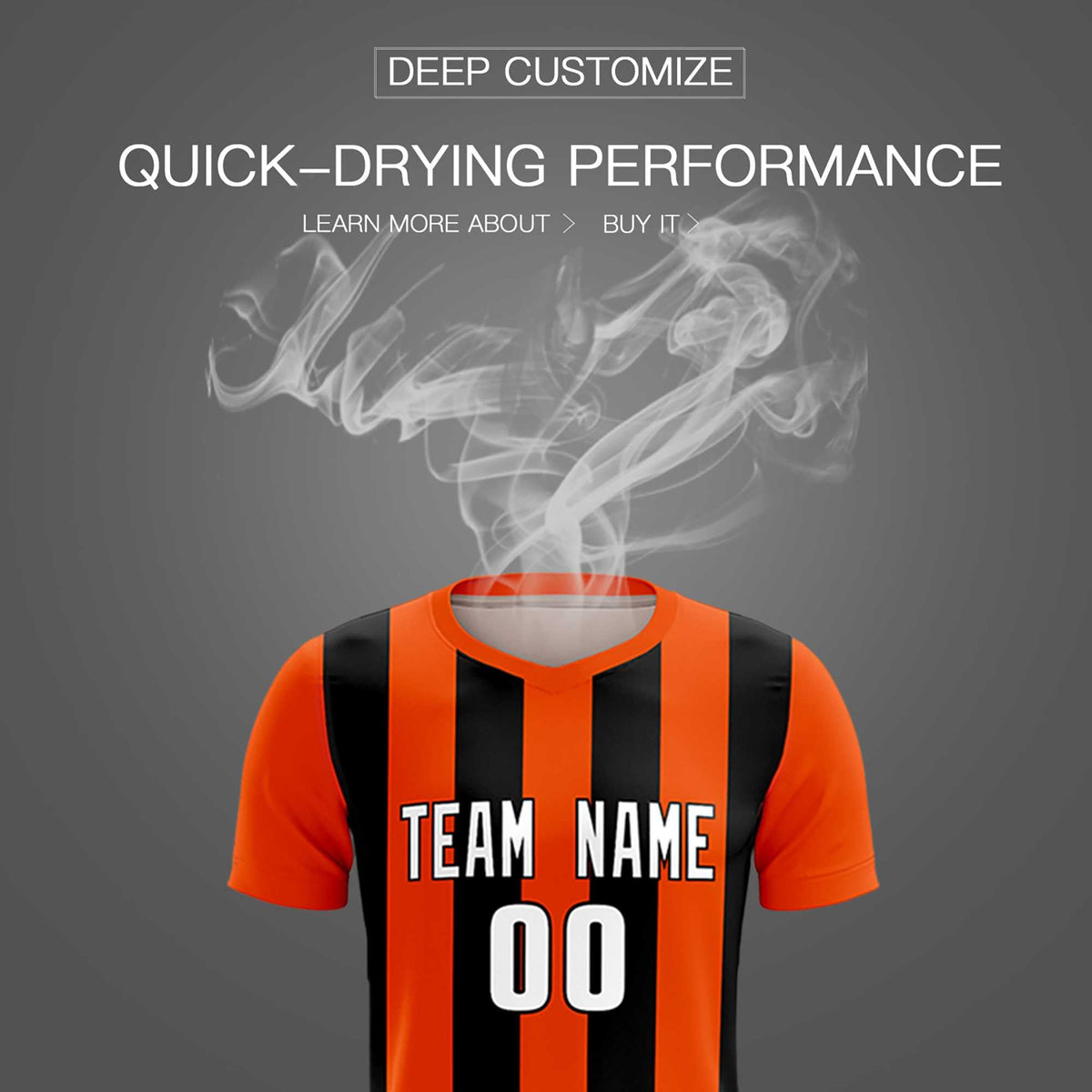 Custom Orange Black Vertical Stripes Casual Outdoor Football Kits Jersey