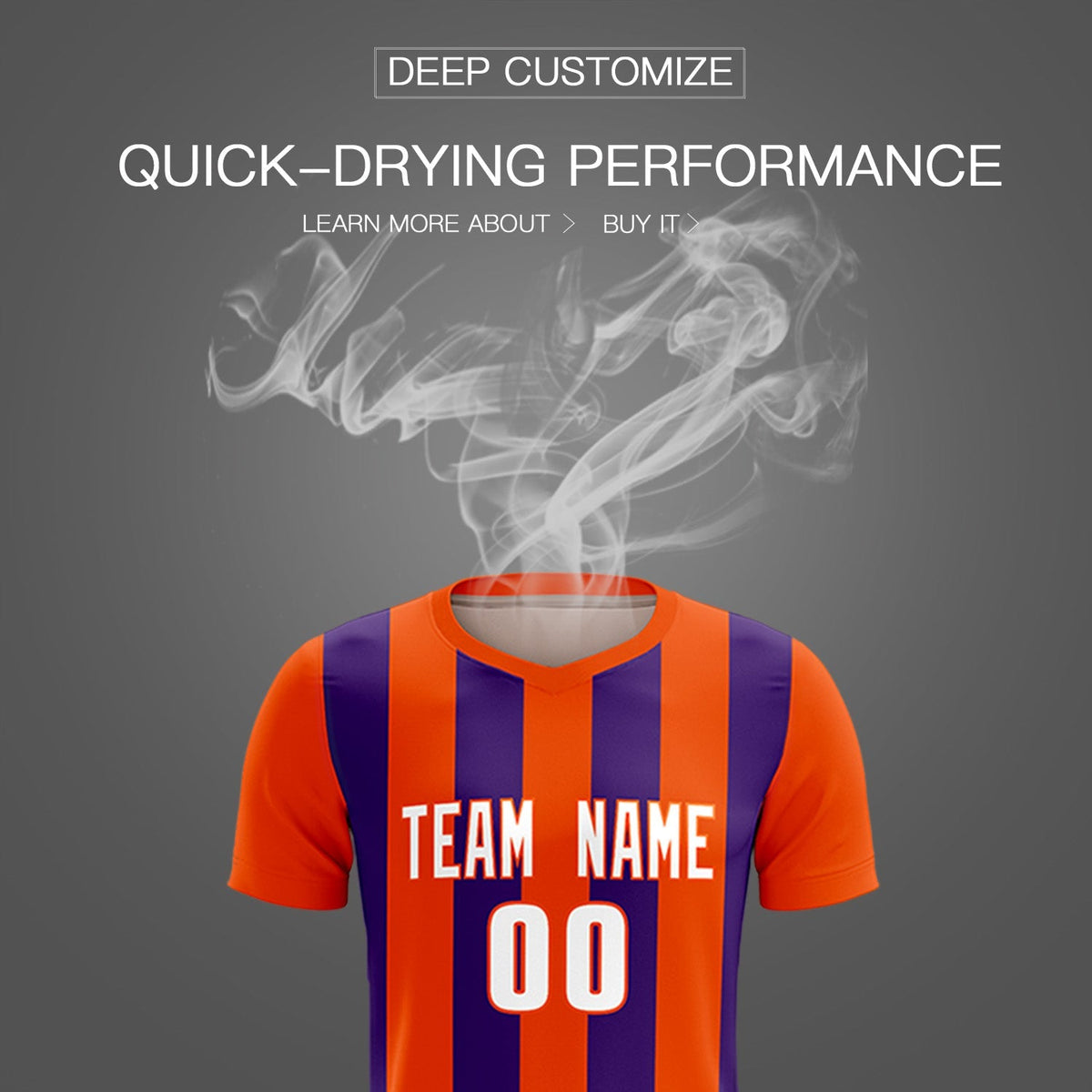 Custom Orange Purple Vertical Stripes Casual Outdoor Football Kits Jersey