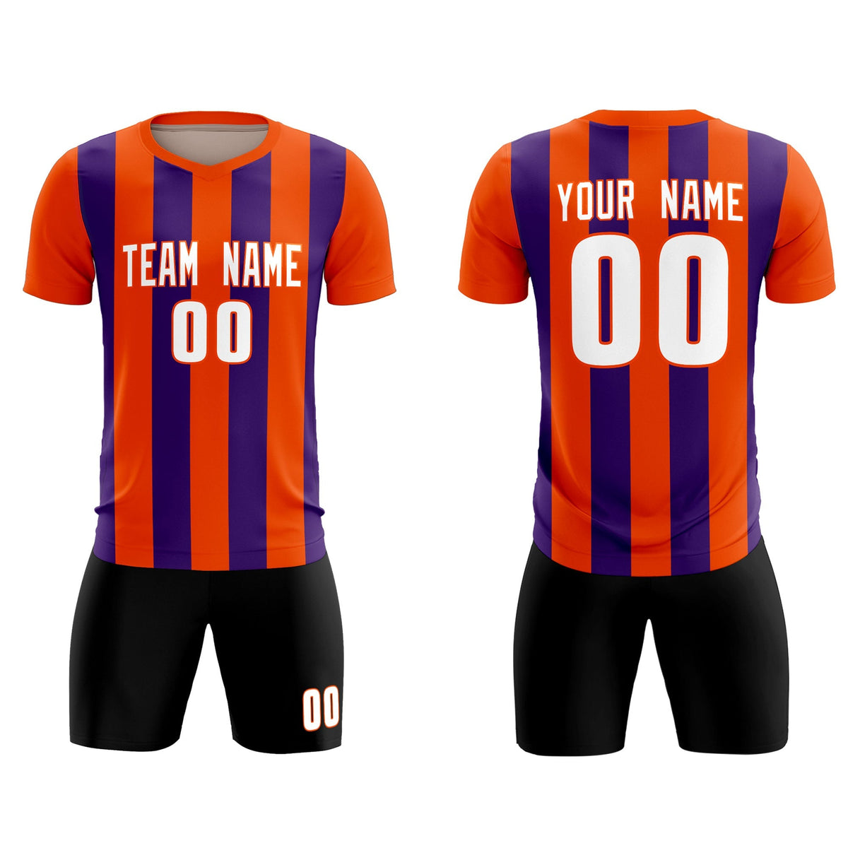 Custom Orange Purple Vertical Stripes Casual Outdoor Football Kits Jersey