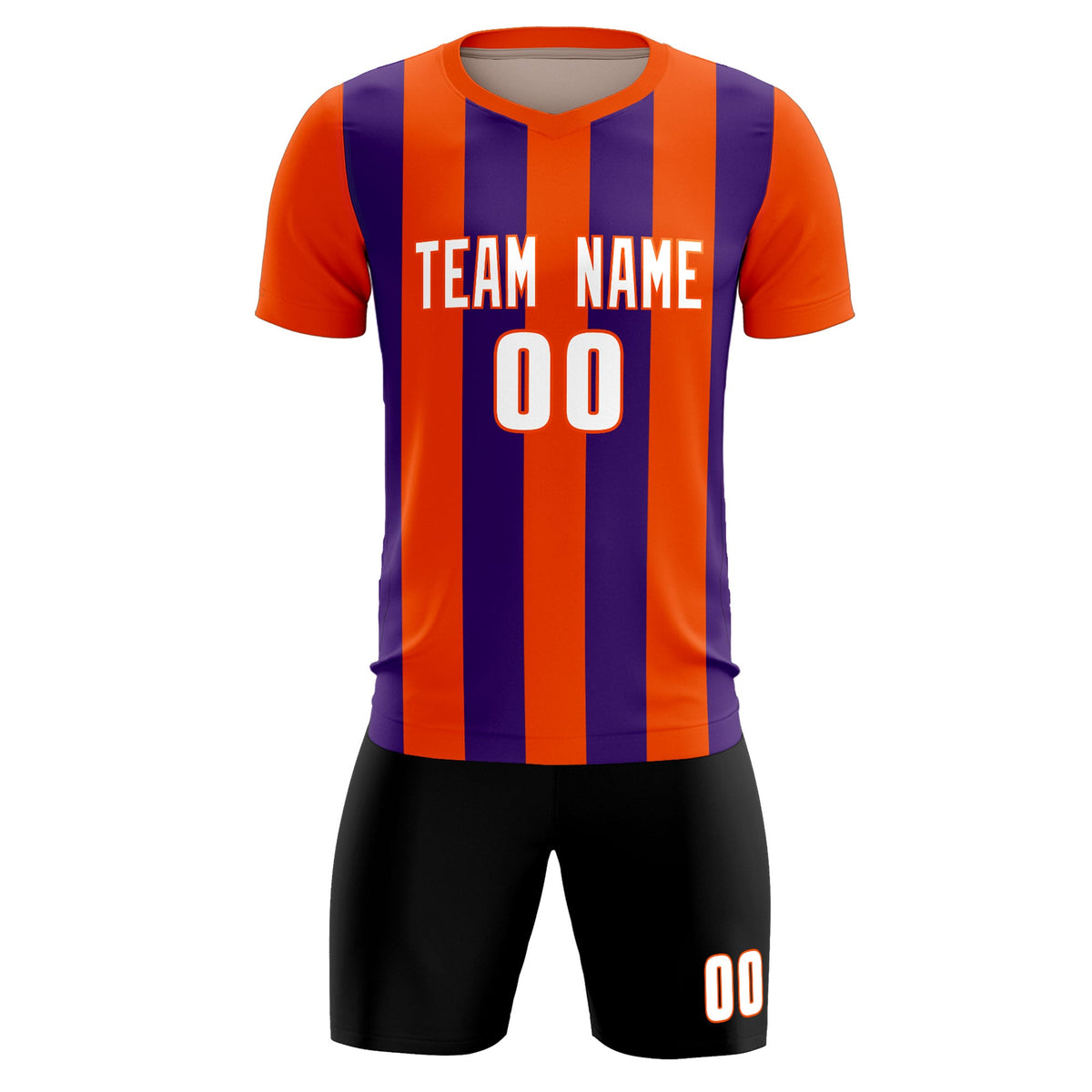 Custom Orange Purple Vertical Stripes Casual Outdoor Soccer Sets Jersey