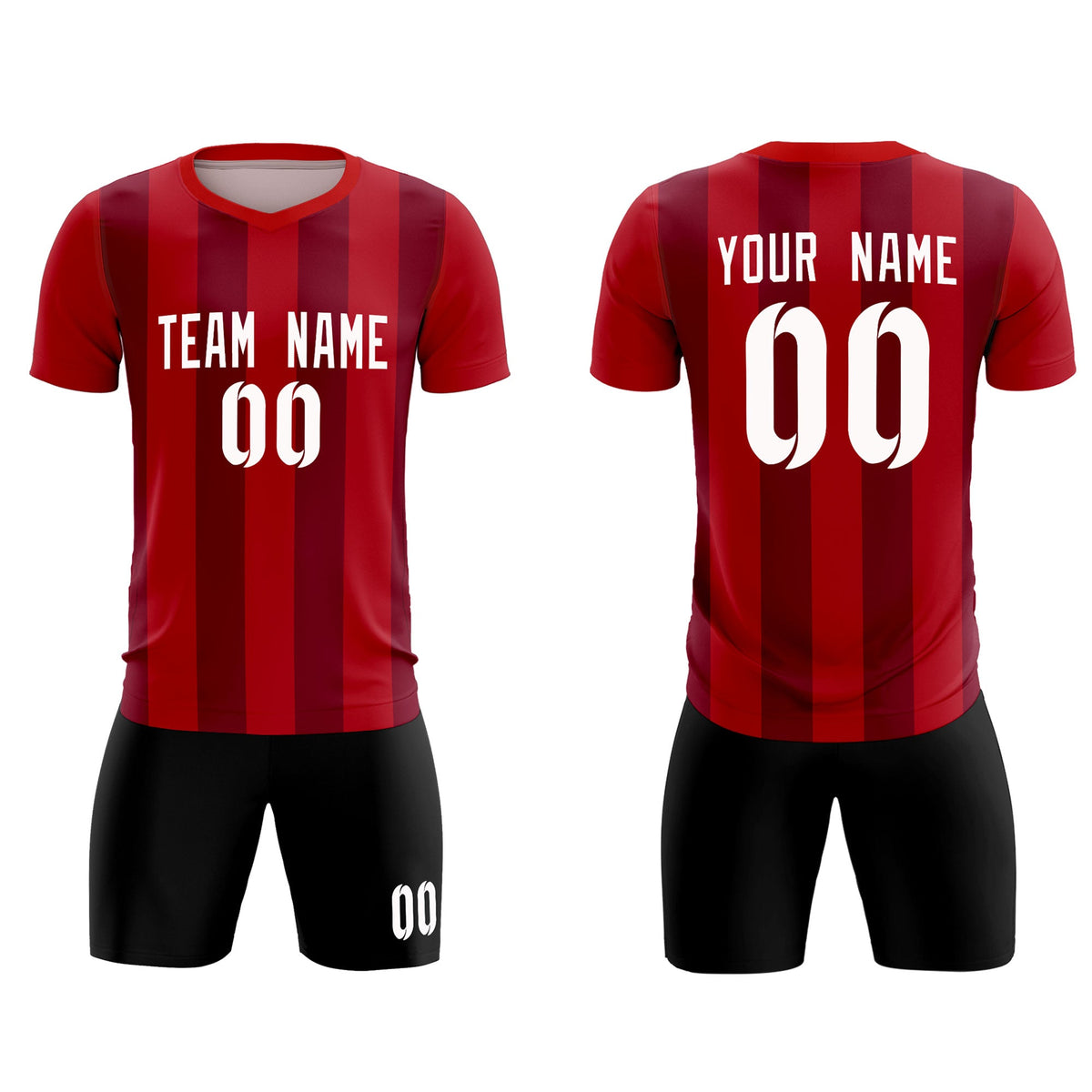 Custom Red Crimson Vertical Stripes Casual Outdoor Soccer Sets Jersey