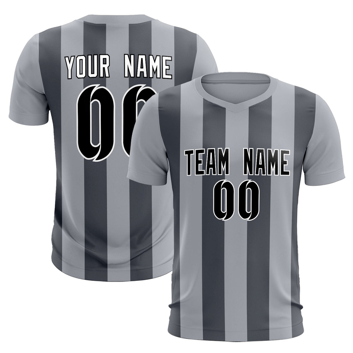 Custom Gray Dark Gray Vertical Stripes Casual Outdoor Football Kits Jersey