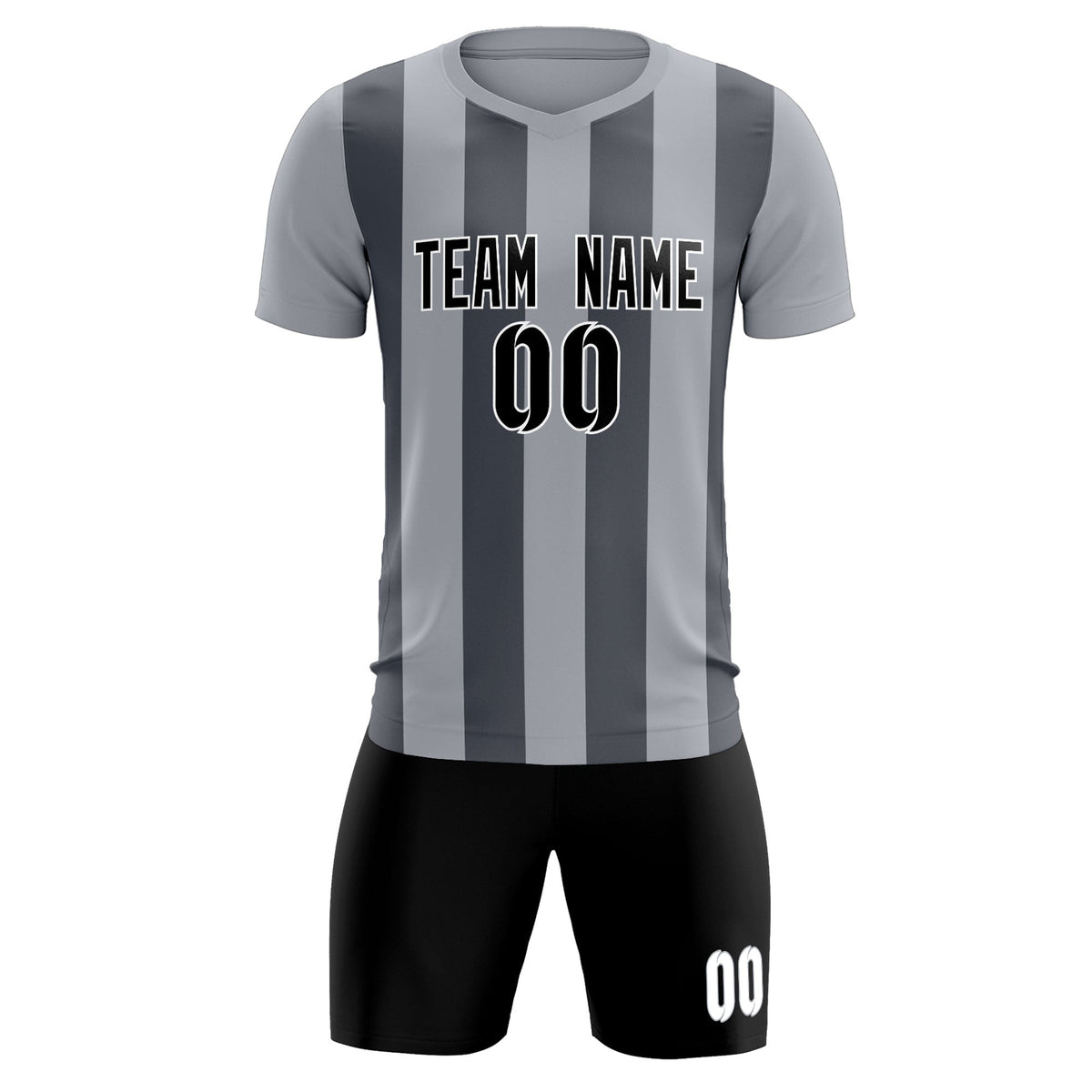 Custom Gray Dark Gray Vertical Stripes Casual Outdoor Football Kits Jersey
