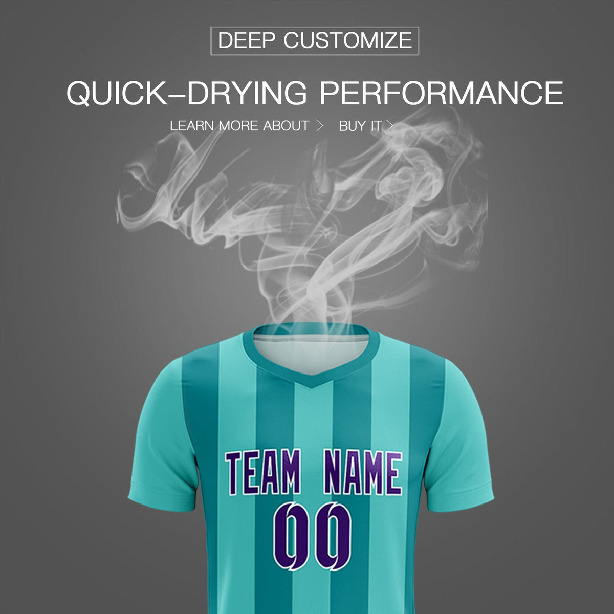 Custom Bright Green Aqua Vertical Stripes Casual Outdoor Soccer Sets Jersey