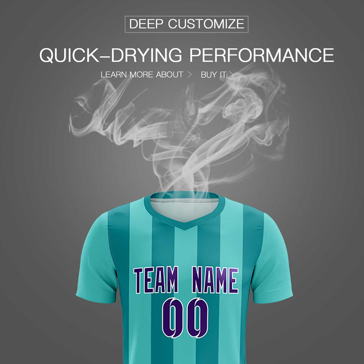 Custom Bright Green Aqua Vertical Stripes Casual Outdoor Soccer Sets Jersey