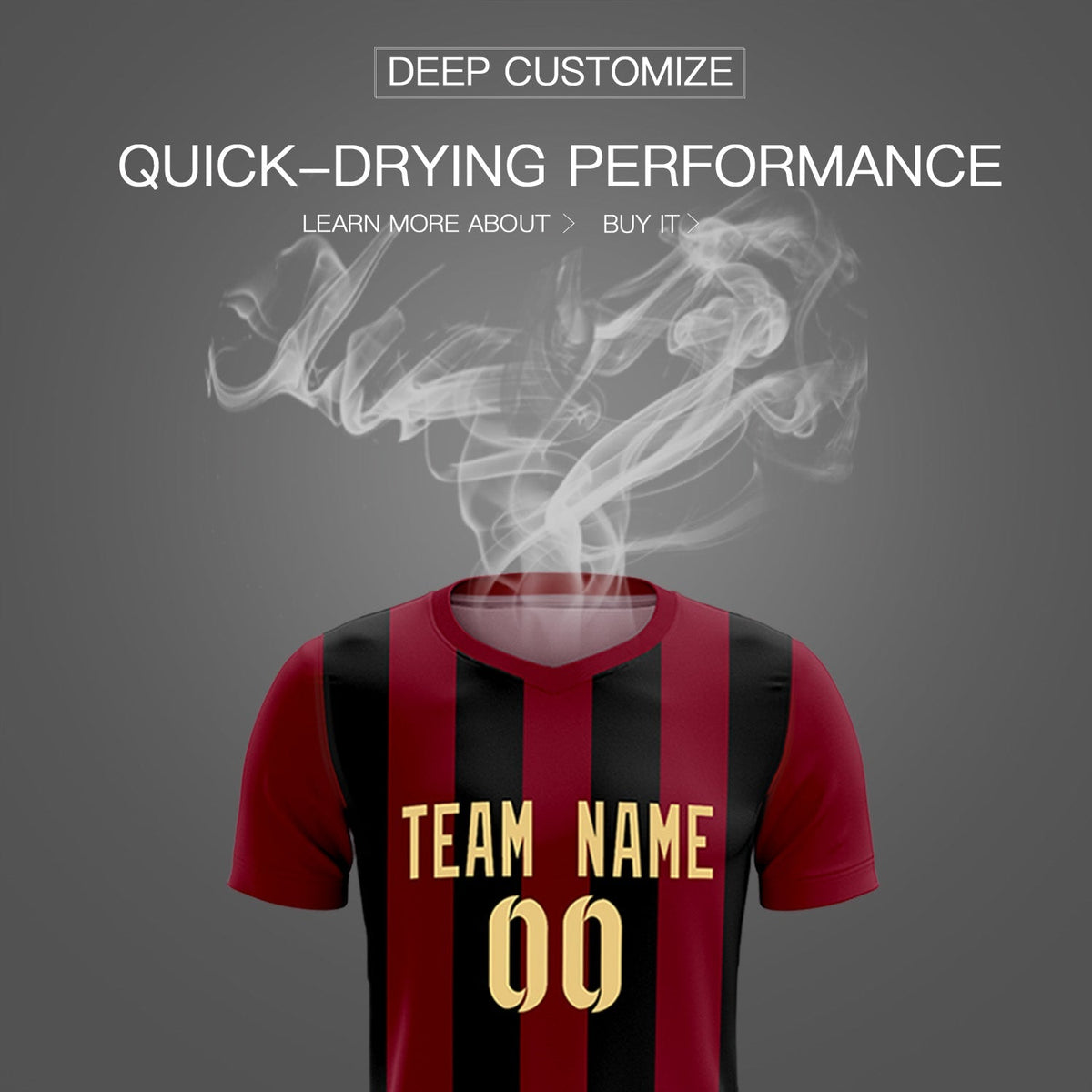 Custom Crimson Black Vertical Stripes Casual Outdoor Football Kits Jersey