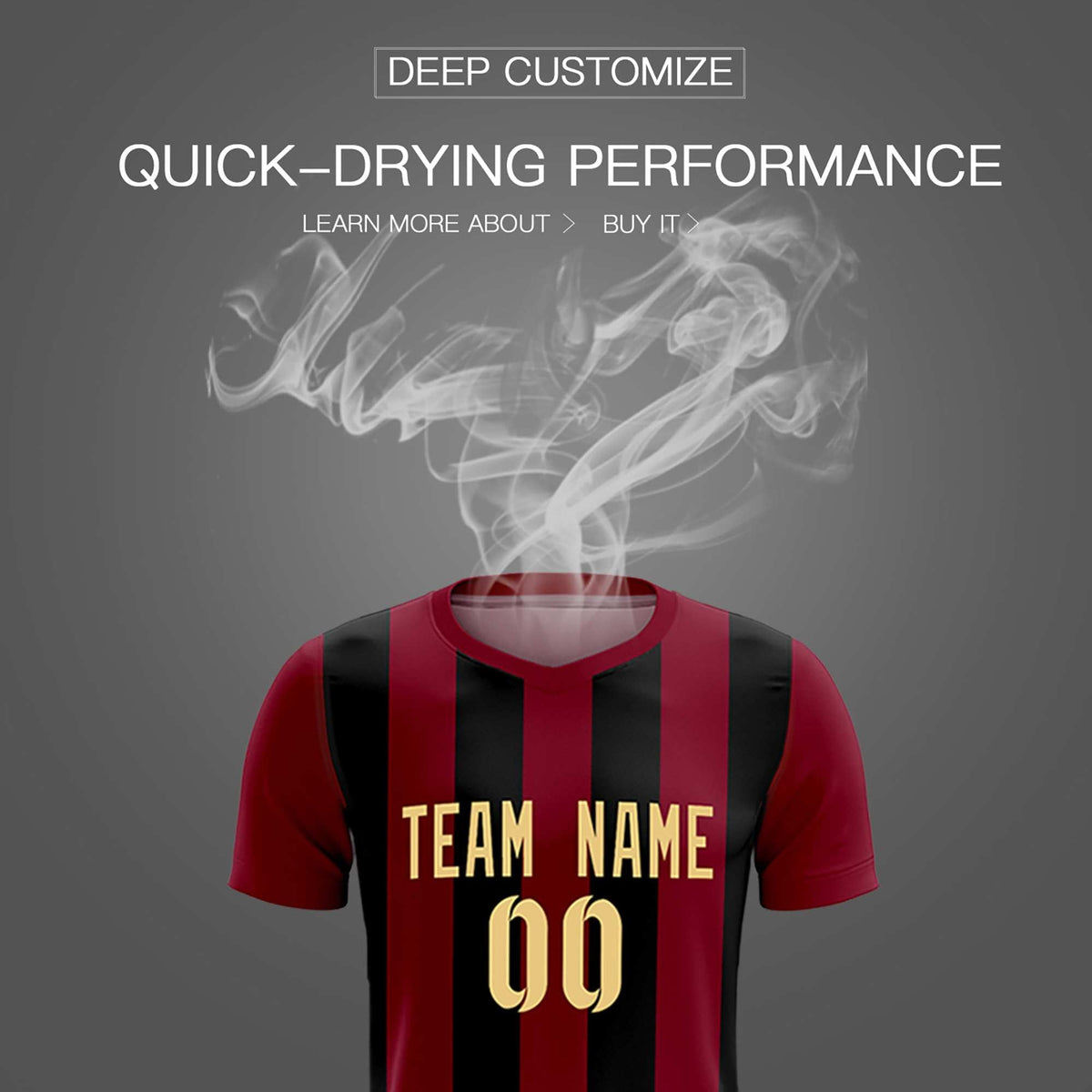 Custom Crimson Black Vertical Stripes Casual Outdoor Football Kits Jersey