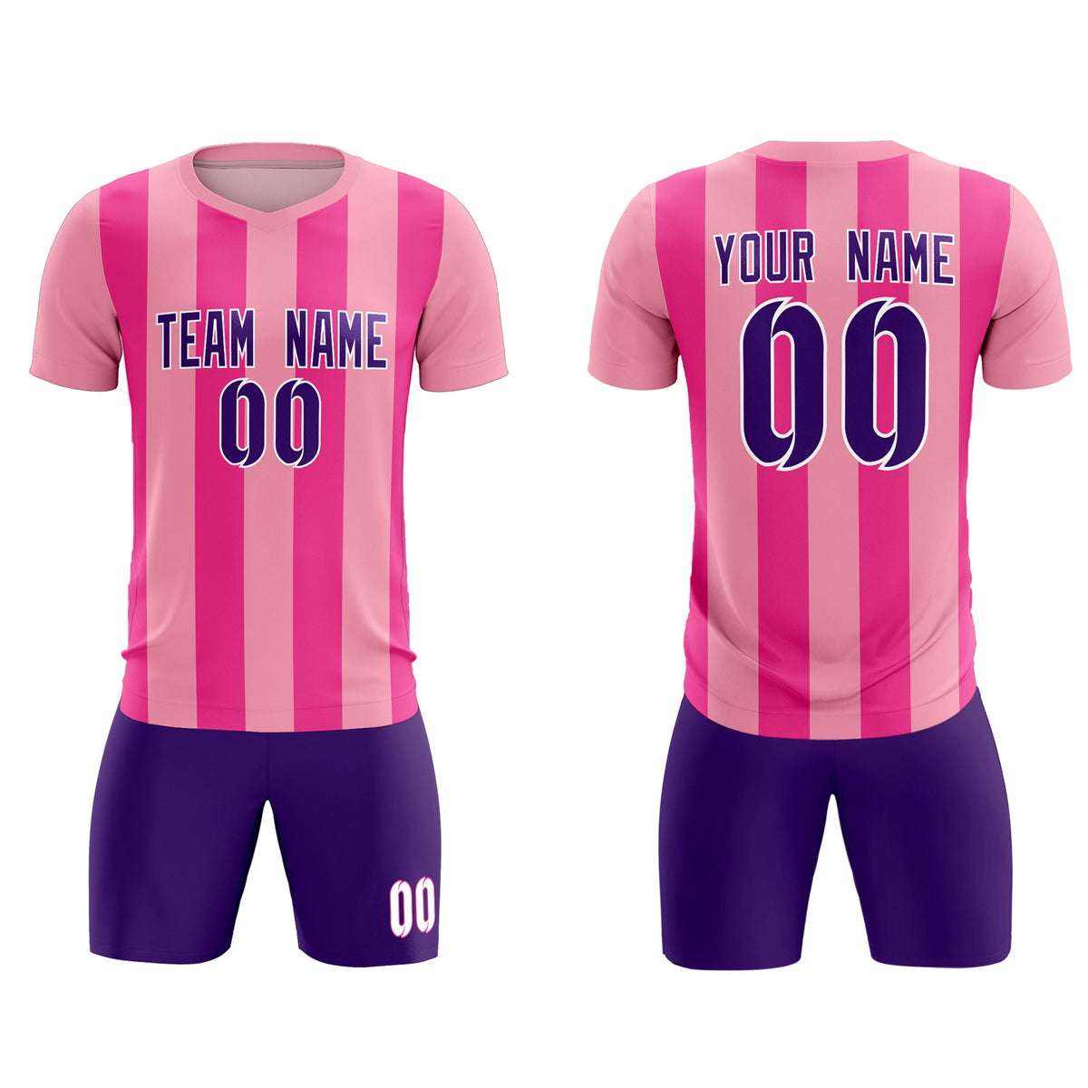 Custom Light Pink Pink Vertical Stripes Casual Outdoor Football Kits Jersey