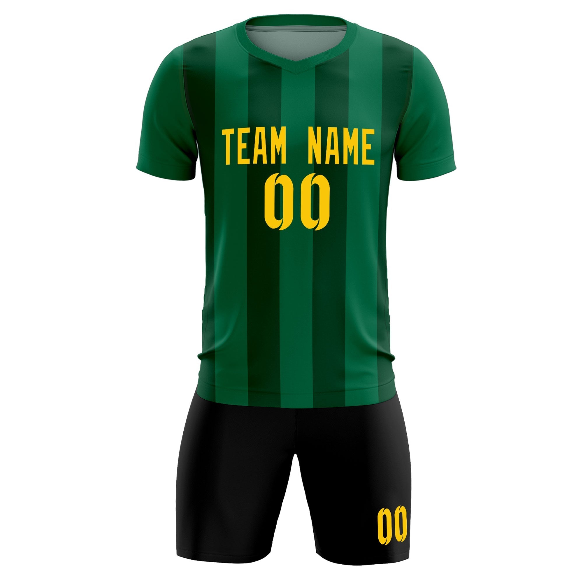 Custom Kelly Green Green Vertical Stripes Casual Outdoor Soccer Sets Jersey