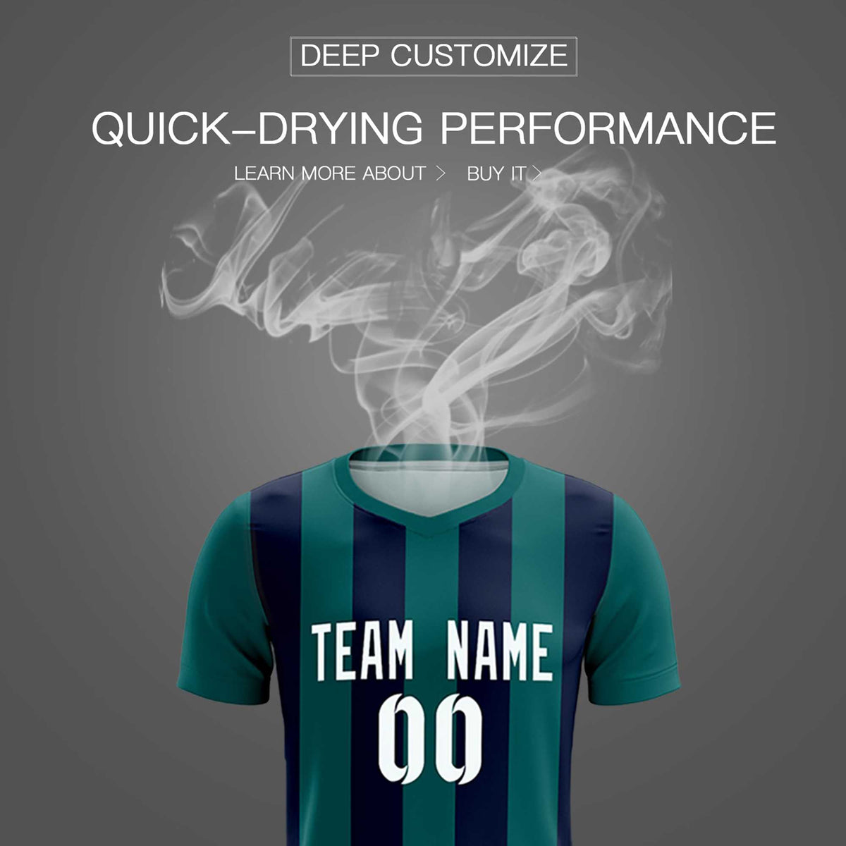 Custom Aqua Navy Vertical Stripes Casual Outdoor Football Kits Jersey