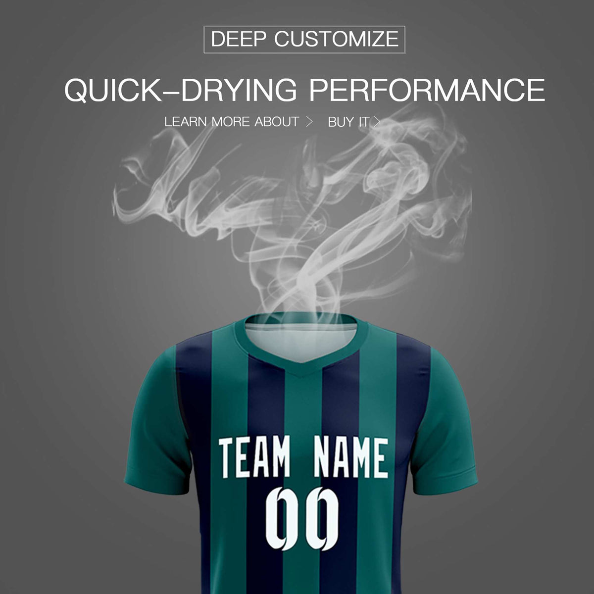 Custom Aqua Navy Vertical Stripes Casual Outdoor Football Kits Jersey