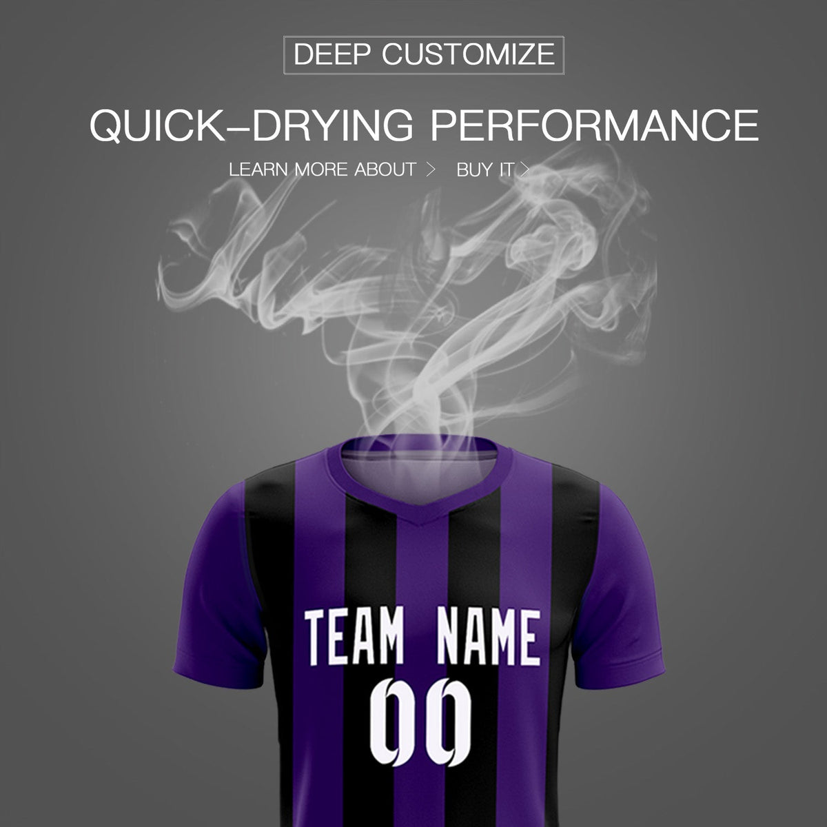 Custom Purple Black Vertical Stripes Casual Outdoor Football Kits Jersey