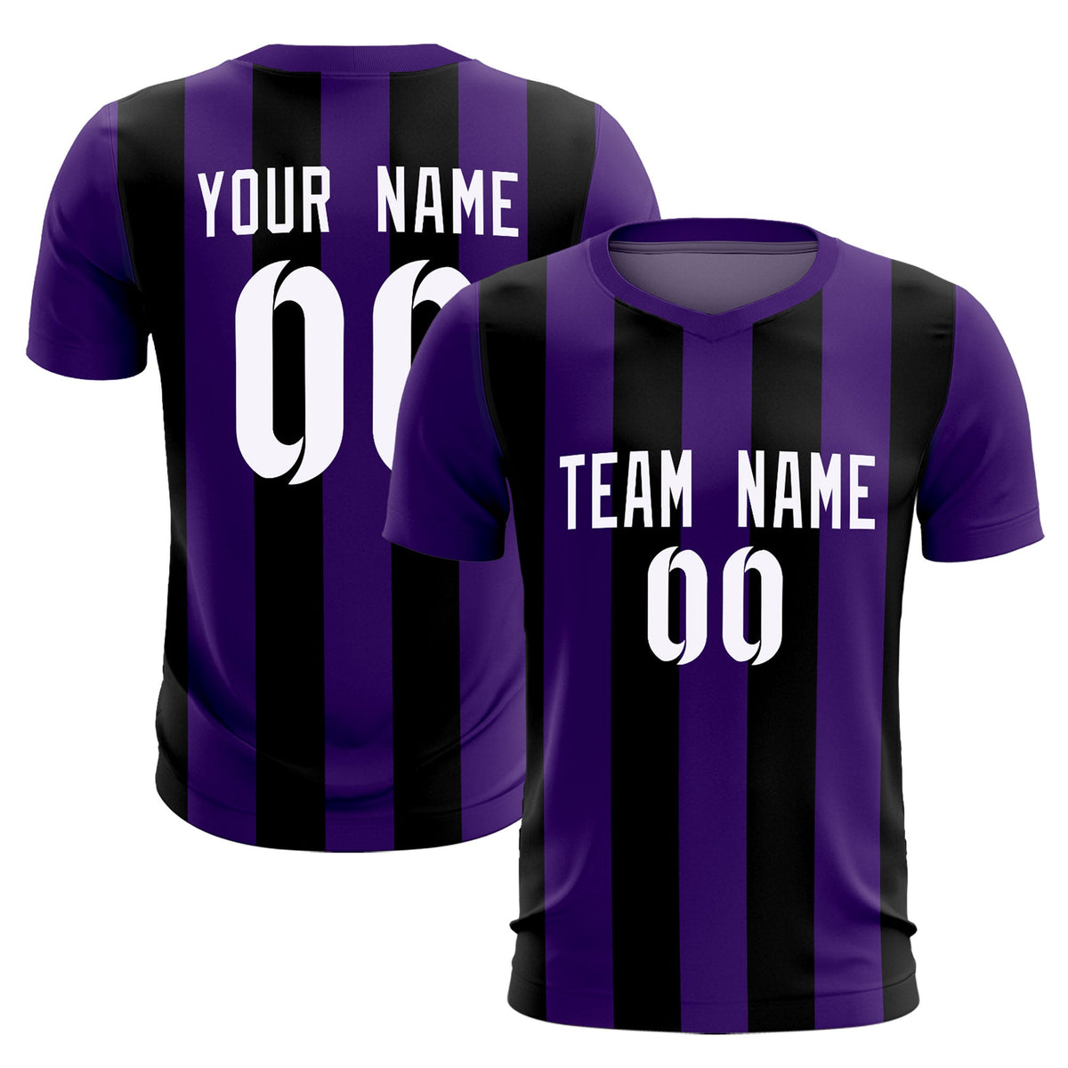 Custom Purple Black Vertical Stripes Casual Outdoor Football Kits Jersey