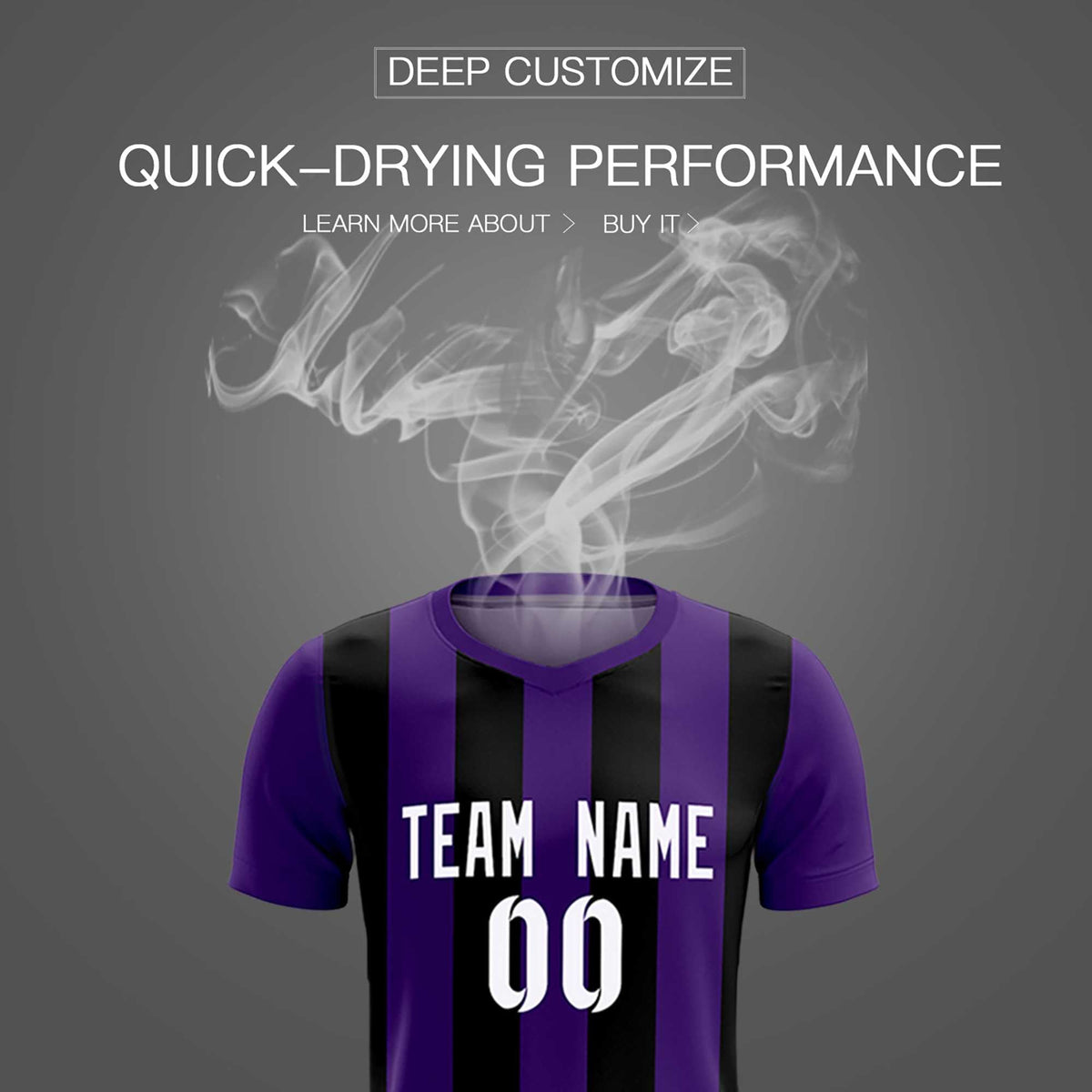 Custom Purple Black Vertical Stripes Casual Outdoor Football Kits Jersey