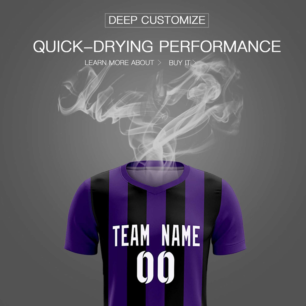 Custom Purple Black Vertical Stripes Casual Outdoor Football Kits Jersey