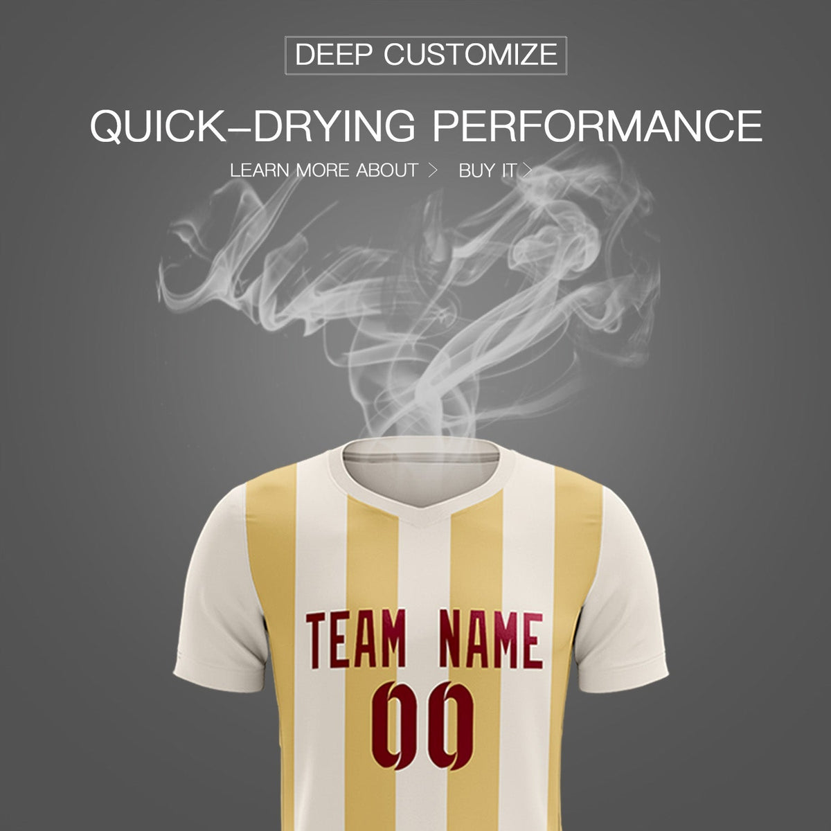 Custom Cream Khaki Vertical Stripes Casual Outdoor Soccer Sets Jersey