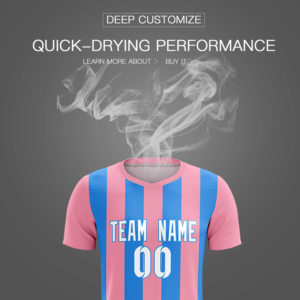 Custom Light Pink Powder Blue Vertical Stripes Casual Outdoor Soccer Sets Jersey