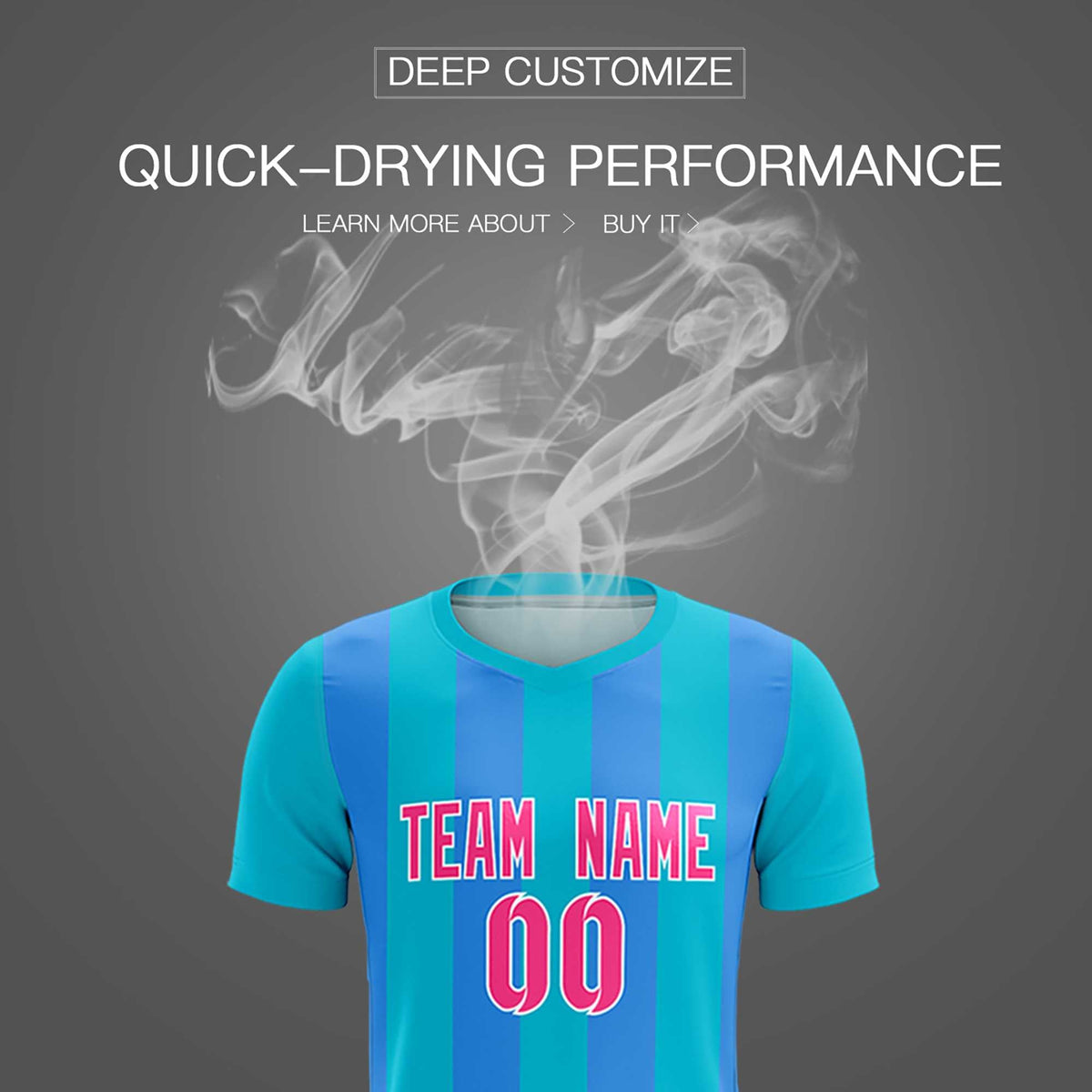 Custom Sky Blue Powder Blue Vertical Stripes Casual Outdoor Football Kits Jersey