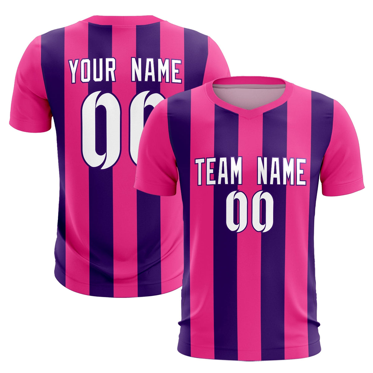 Custom Pink Purple Vertical Stripes Casual Outdoor Football Kits Jersey