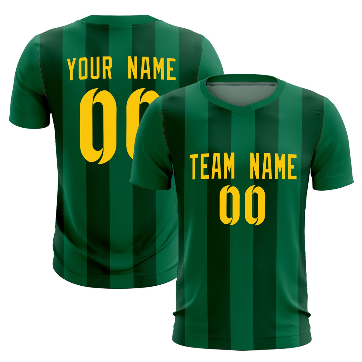Custom Kelly Green Green Vertical Stripes Casual Outdoor Football Kits Jersey