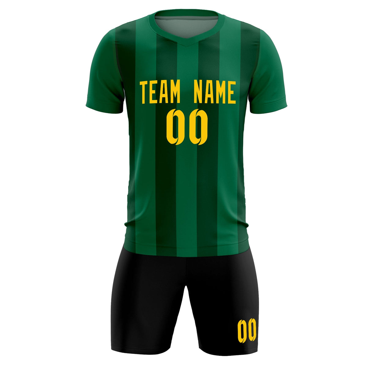 Custom Kelly Green Green Vertical Stripes Casual Outdoor Football Kits Jersey