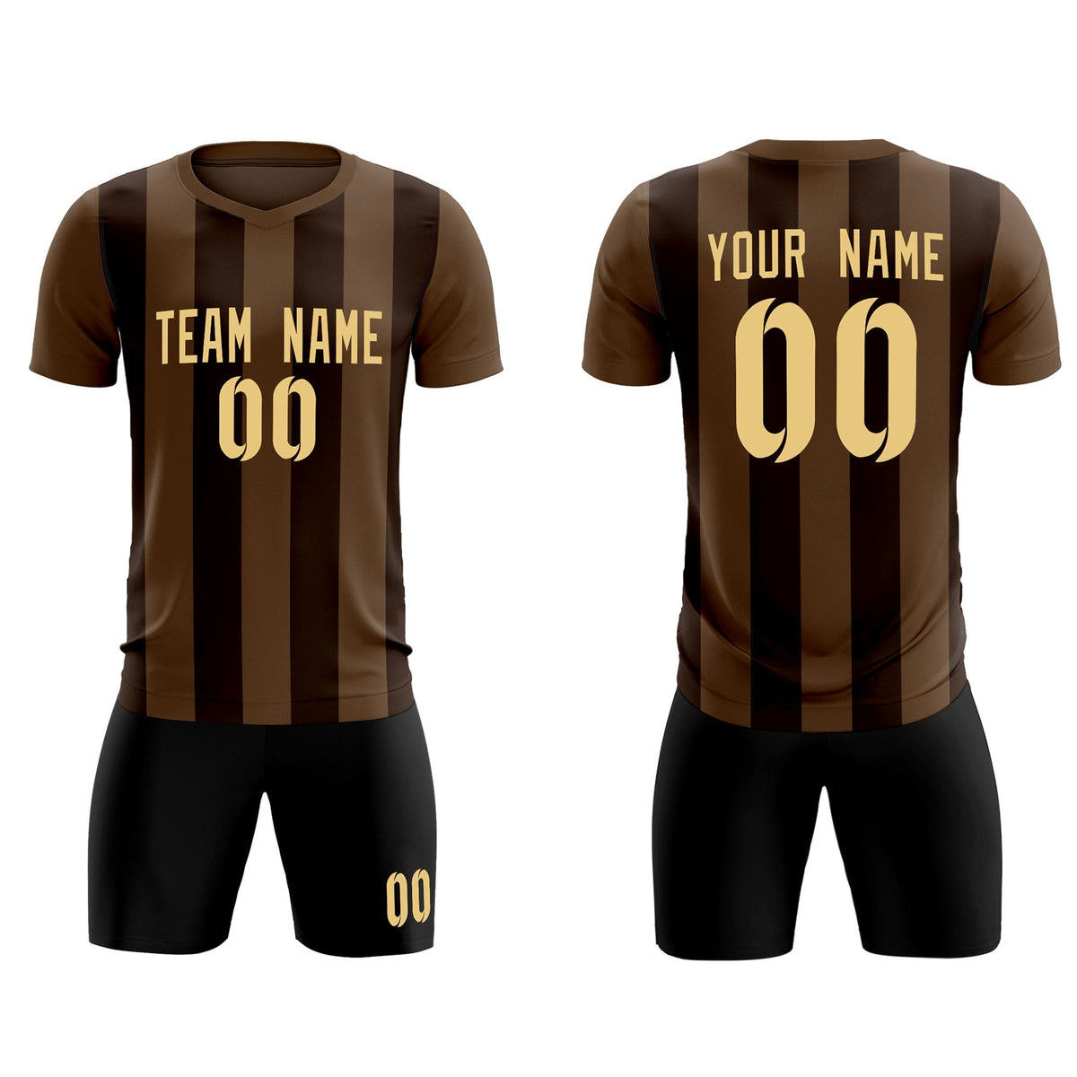 Custom Light Brown Brown Vertical Stripes Casual Outdoor Soccer Sets Jersey